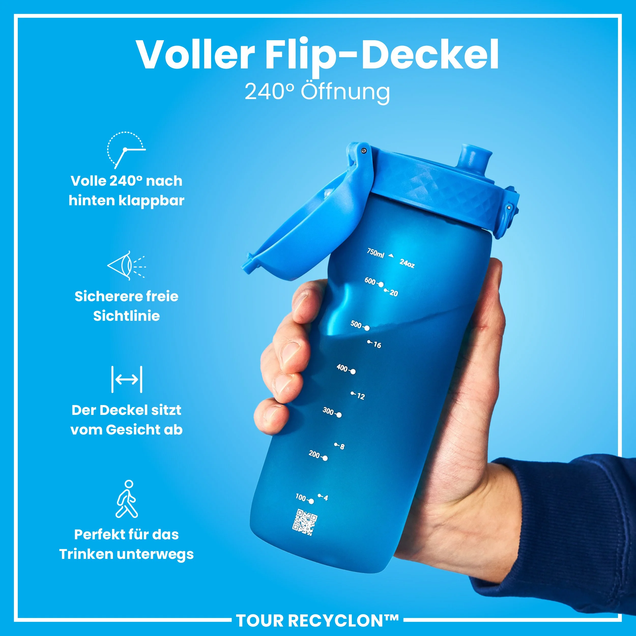 Recyclon-Trinkflasche, Blau, 750ml - Image 4