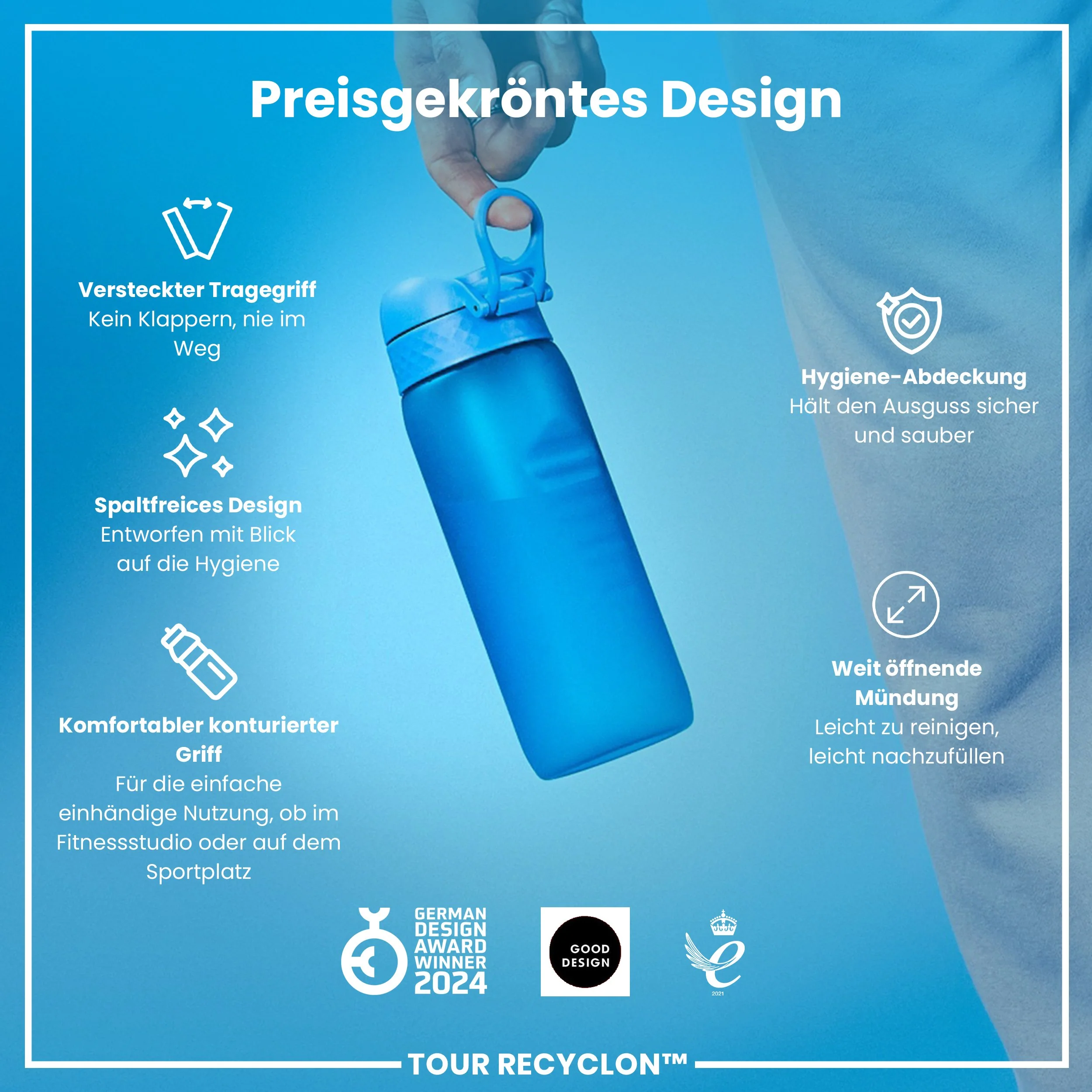 Recyclon-Trinkflasche, Blau, 750ml - Image 6