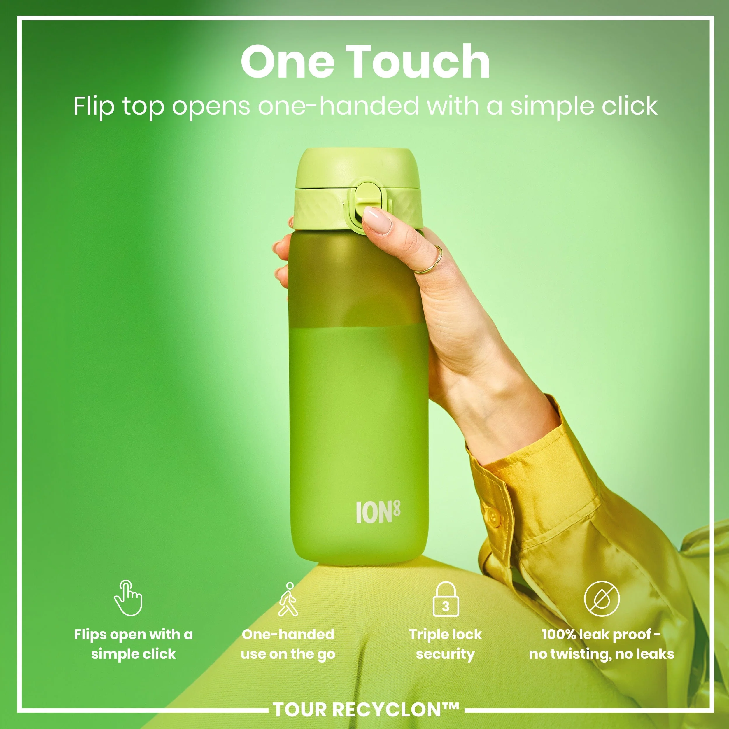 Recyclon-Trinkflasche, Grün, 750 ml - Image 3