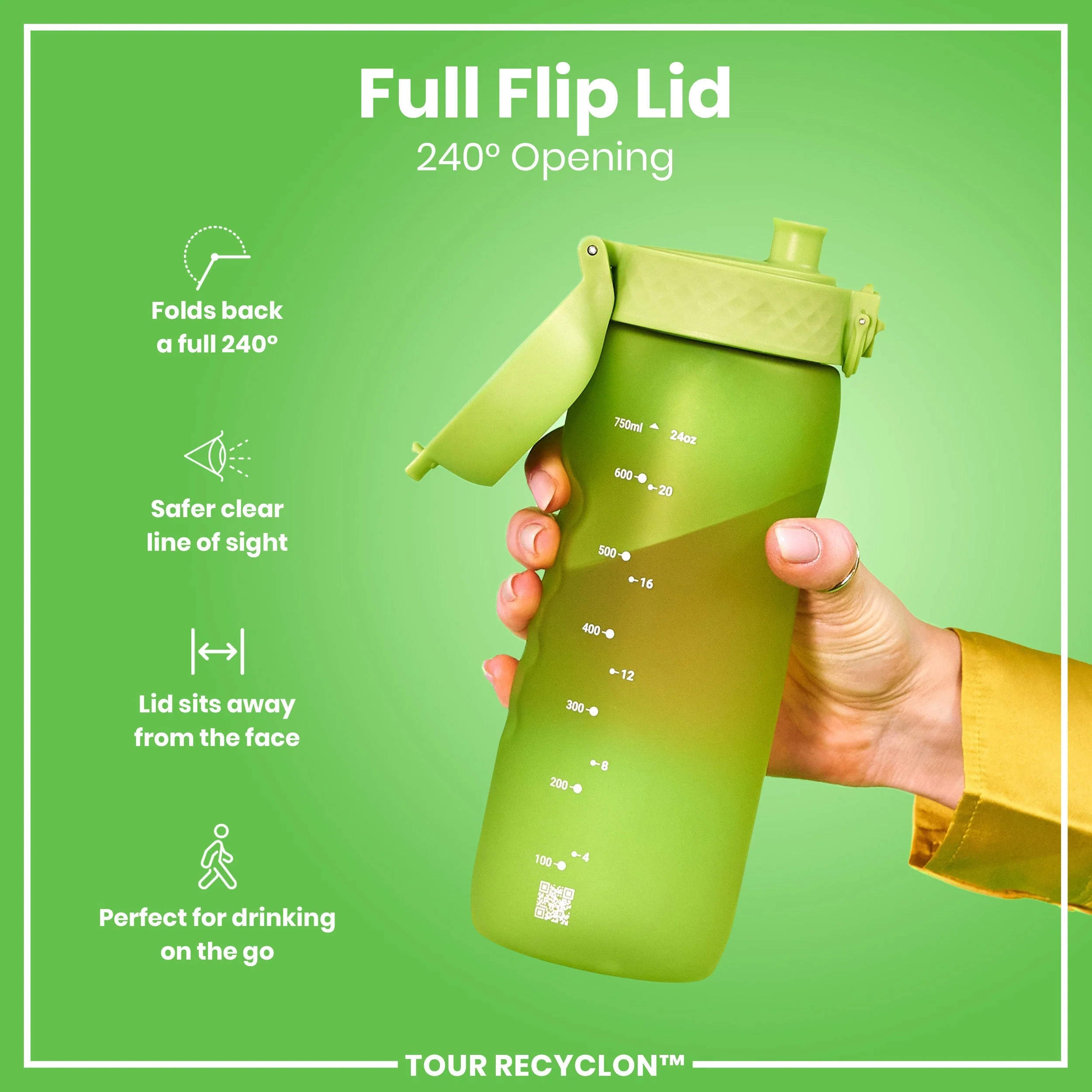 Recyclon-Trinkflasche, Grün, 750 ml - Image 4