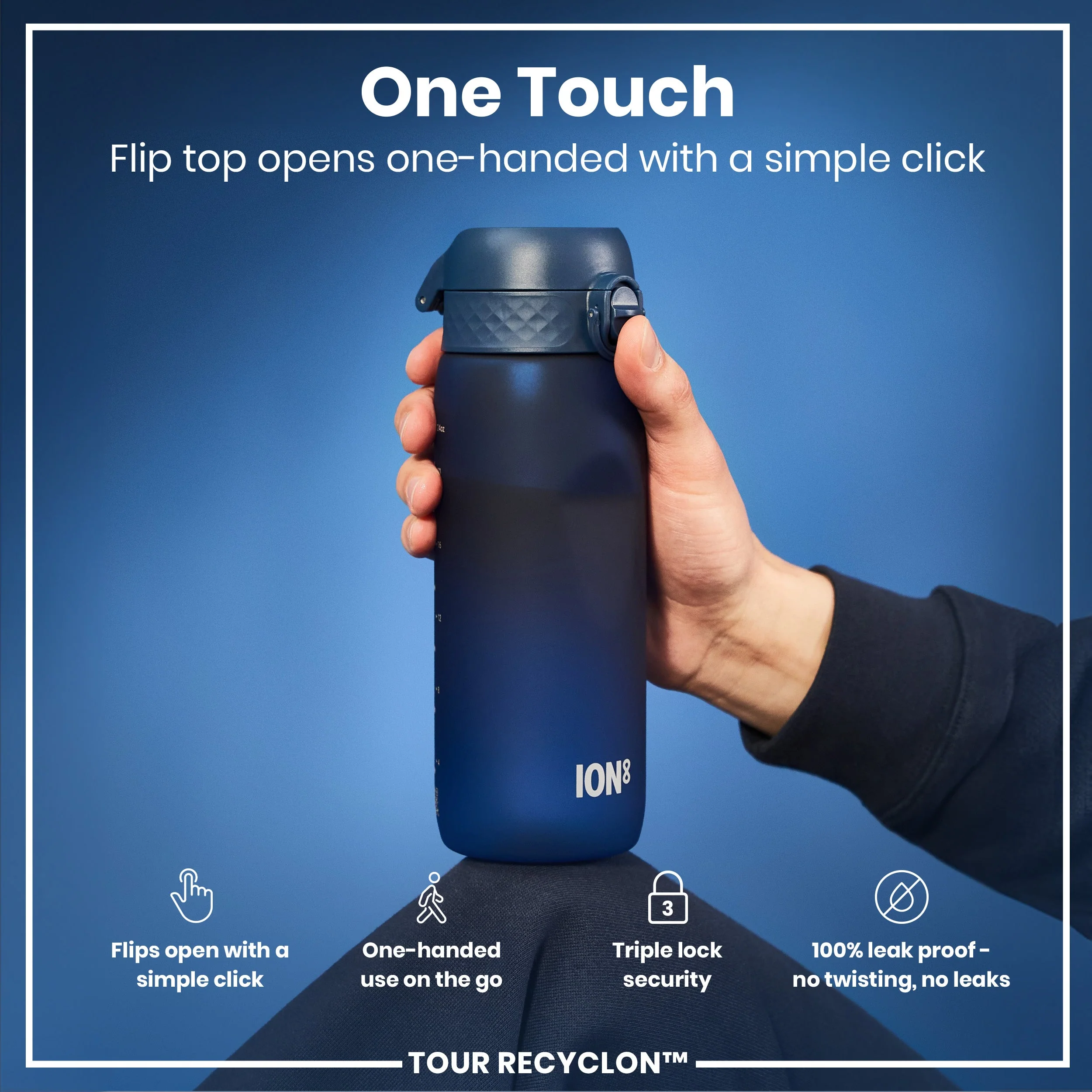 Recyclon-Trinkflasche, Marineblau, 750 ml - Image 3