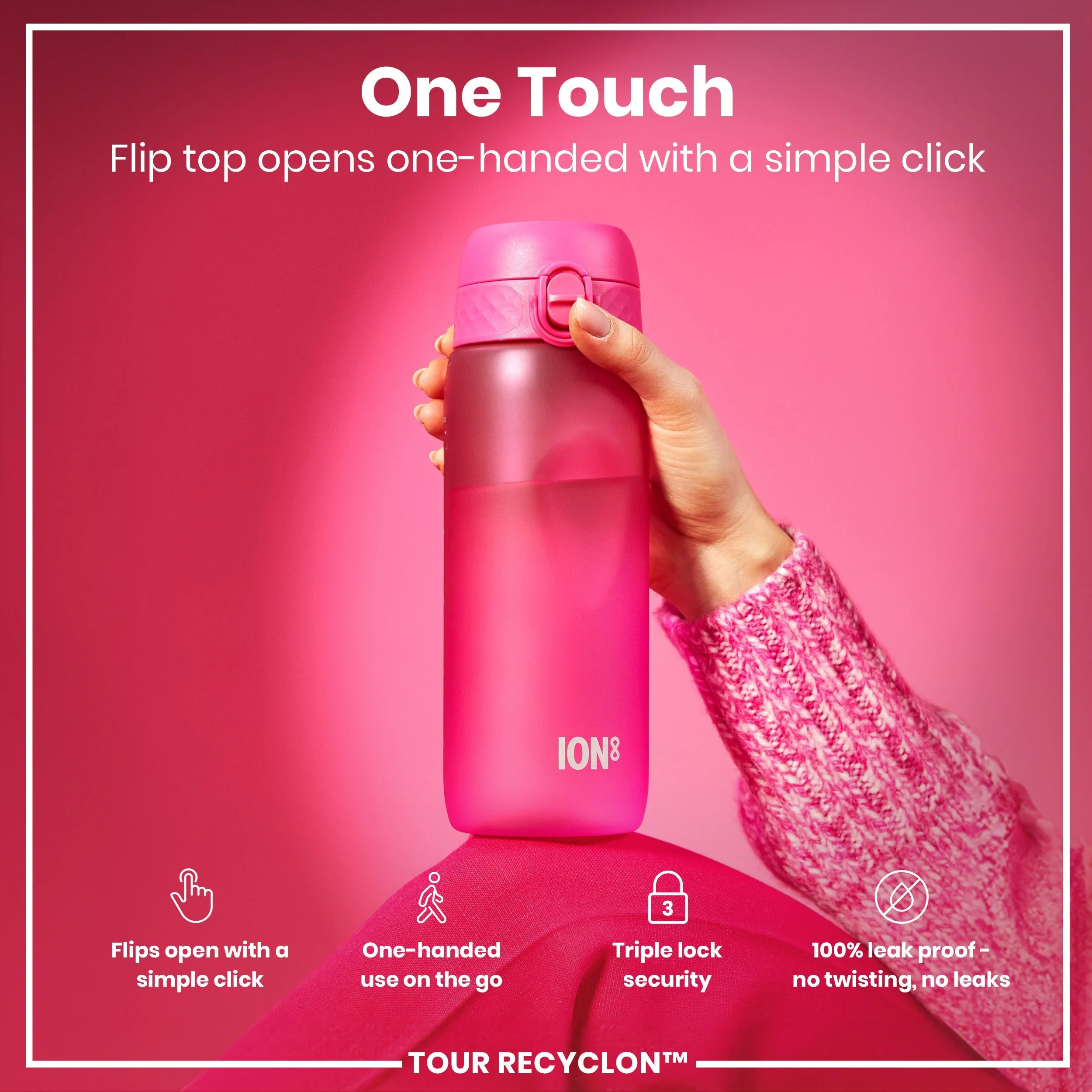 Recyclon-Trinkflasche, Rosa, 750 ml - Image 3
