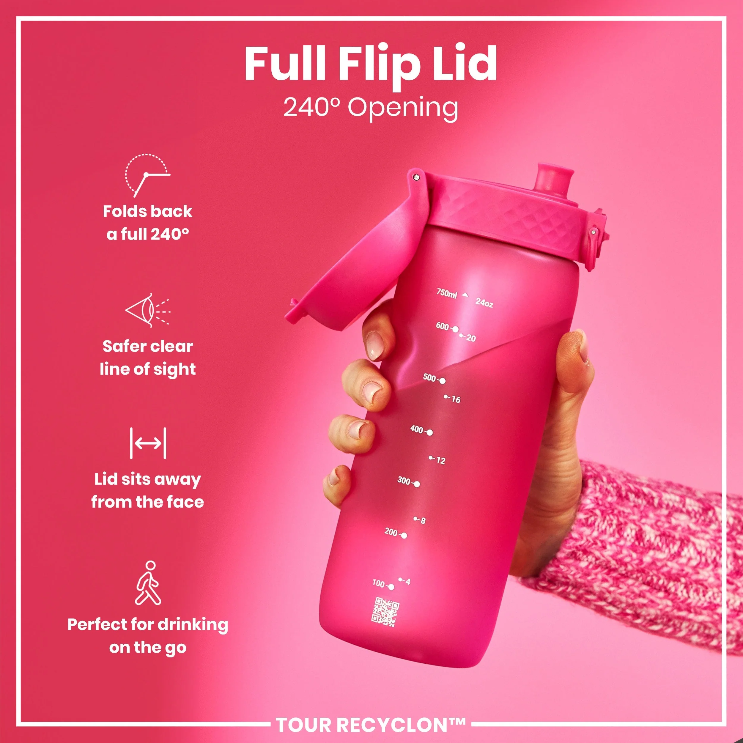 Recyclon-Trinkflasche, Rosa, 750 ml - Image 4