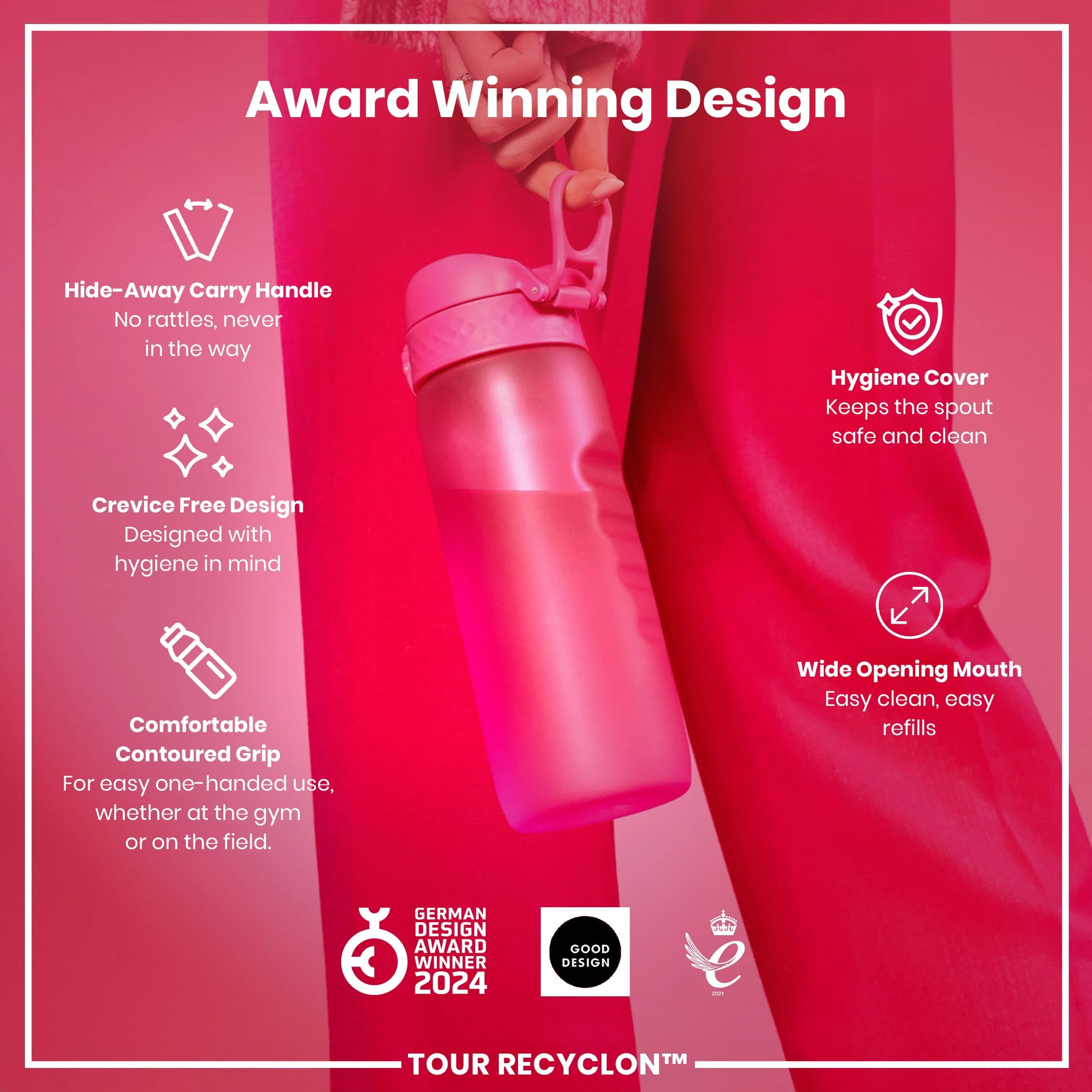 Recyclon-Trinkflasche, Rosa, 750 ml - Image 6