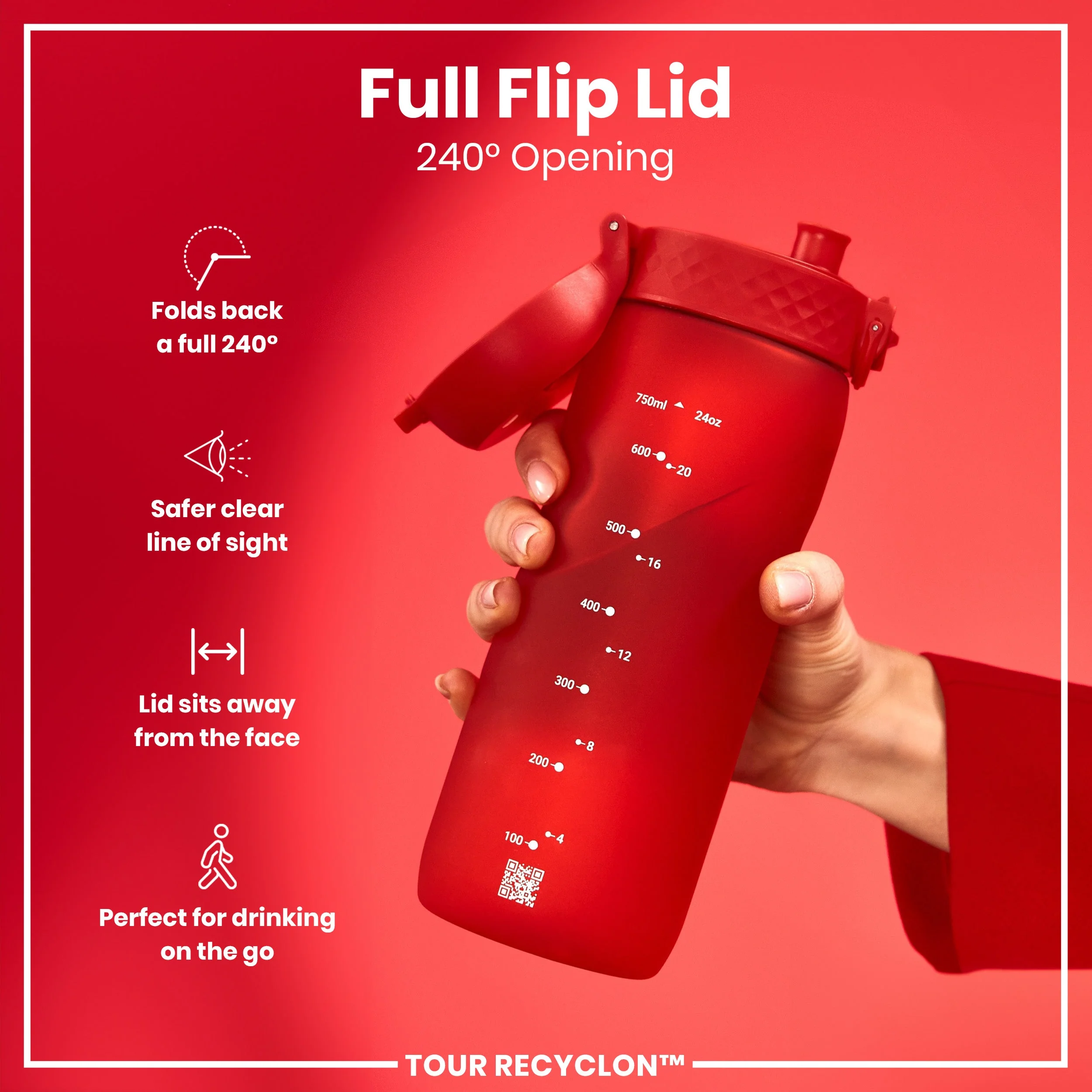 Recyclon-Trinkflasche, Rot, 750 ml - Image 4