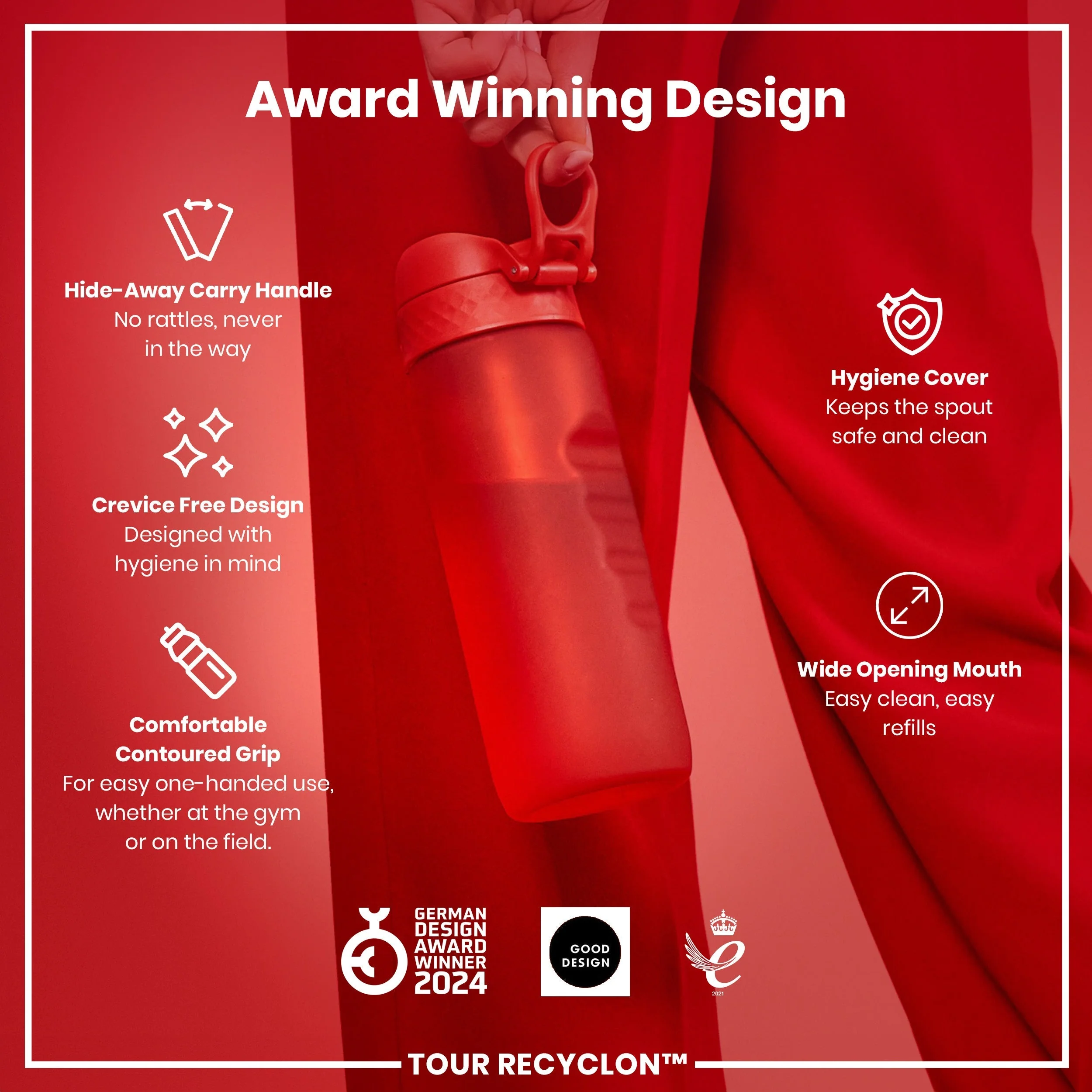 Recyclon-Trinkflasche, Rot, 750 ml - Image 6