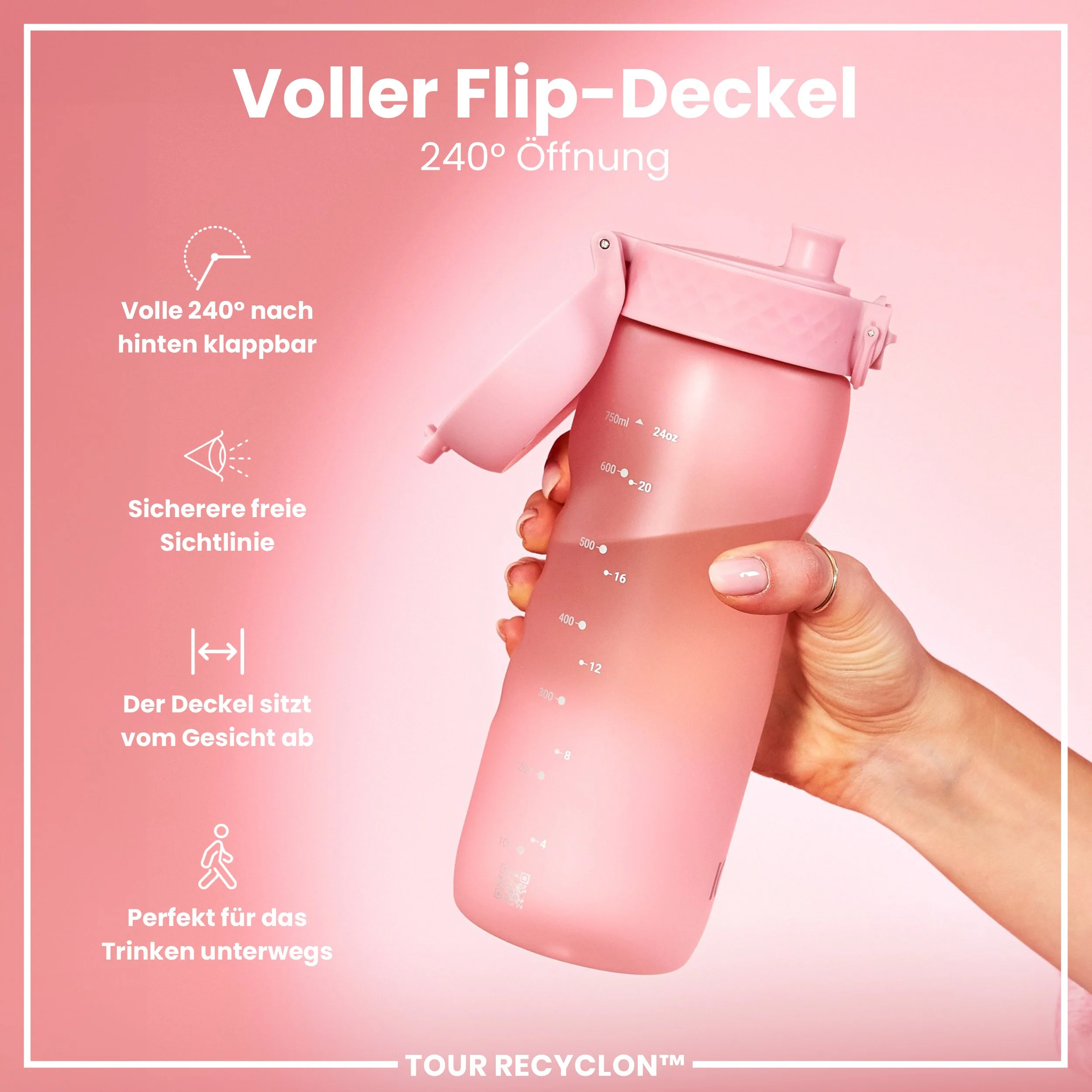 Recyclon-Trinkflasche, Rosenquarz, 750ml - Image 4