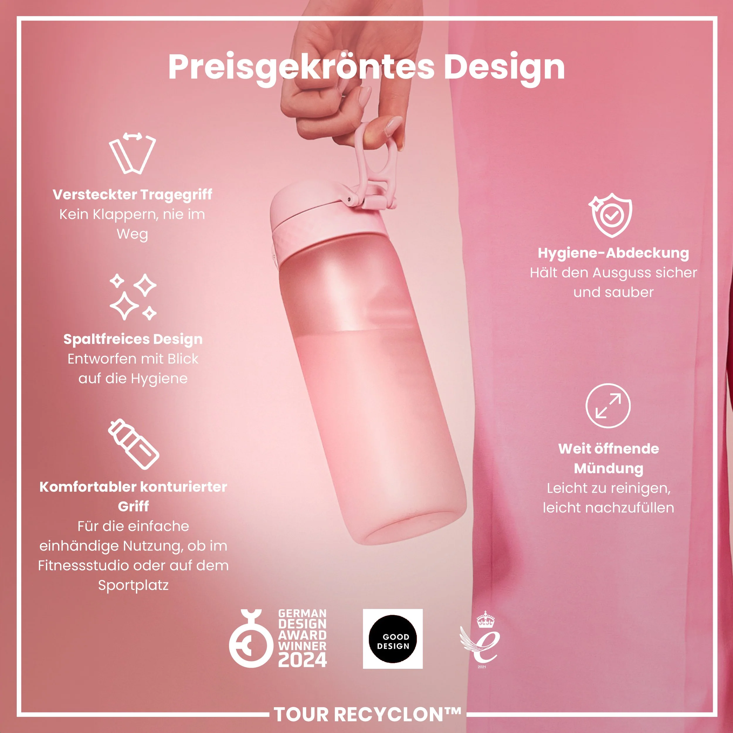 Recyclon-Trinkflasche, Rosenquarz, 750ml - Image 6