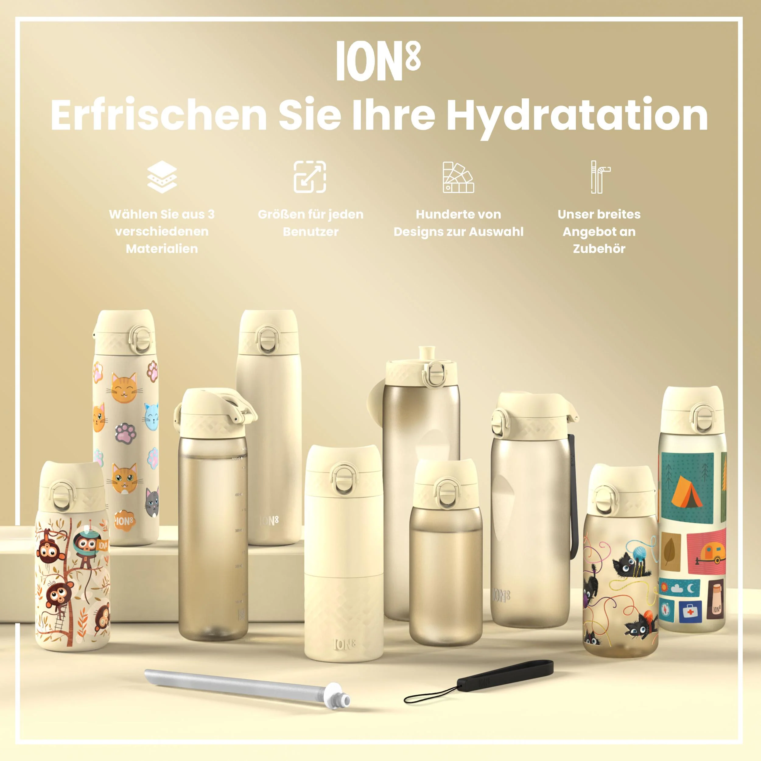 Leichte Edelstahl-Trinkflasche, Affen, 400 ml - Image 7