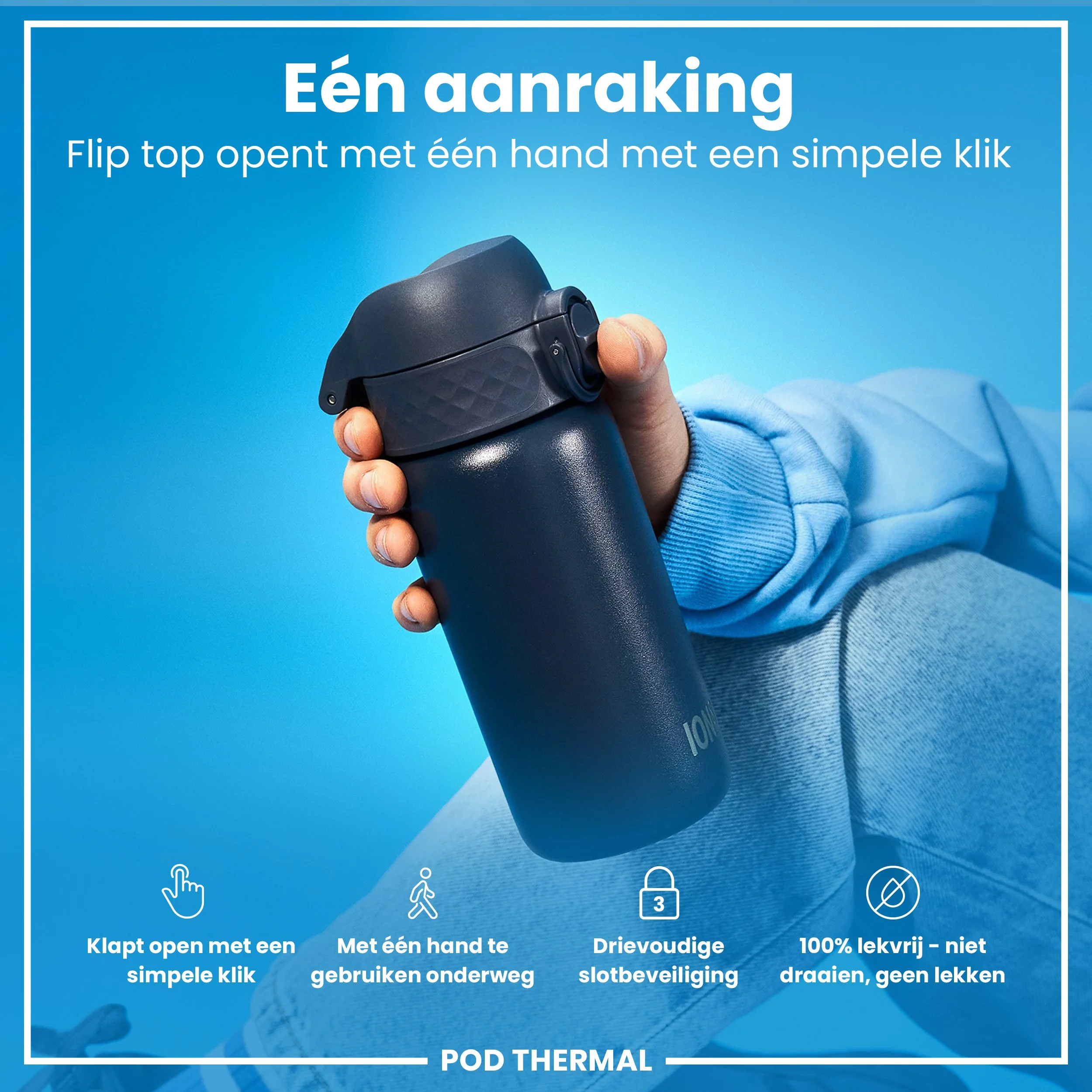 Isolierte Edelstahl-Trinkflasche, Aschemarine, 320 ml - Image 3