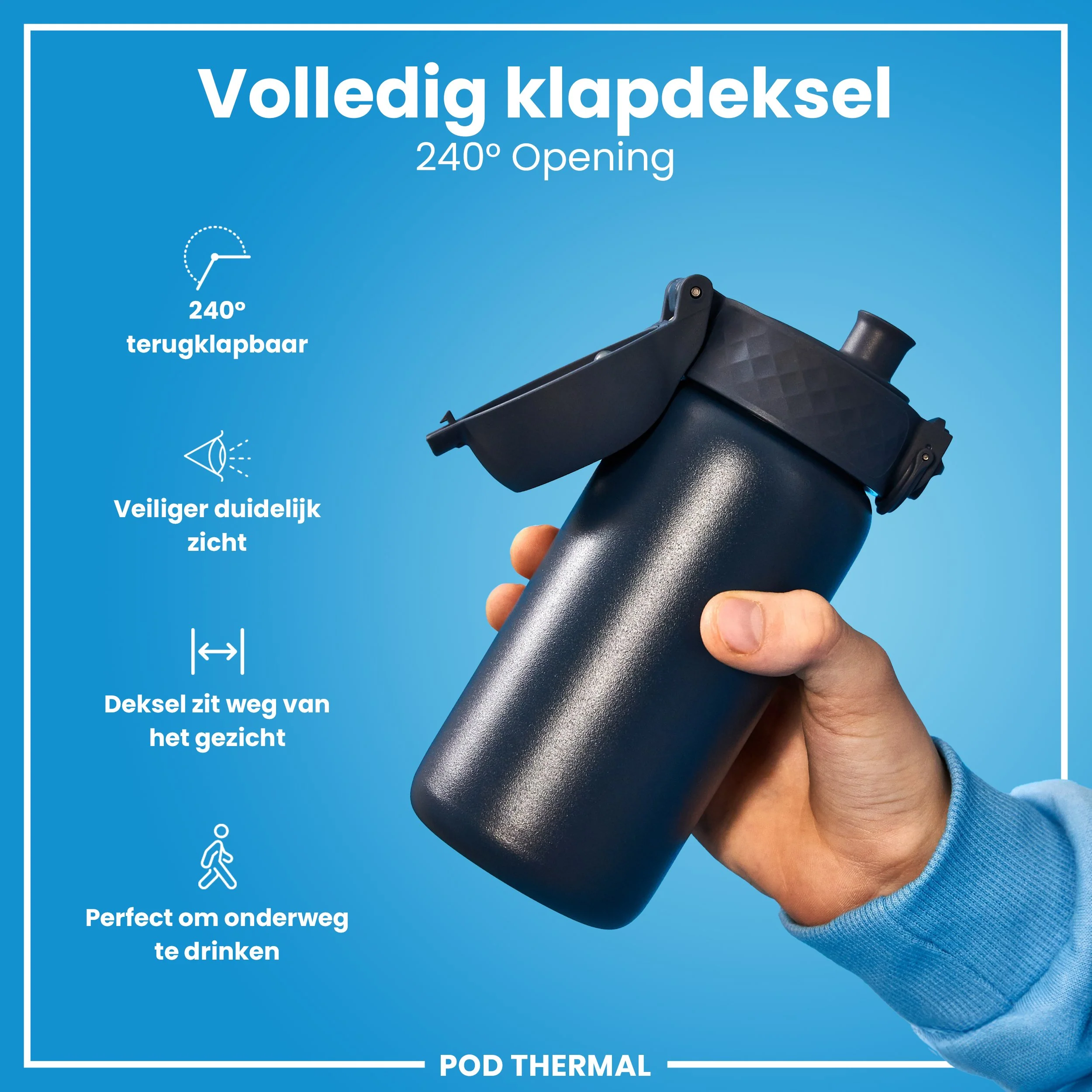 Isolierte Edelstahl-Trinkflasche, Aschemarine, 320 ml - Image 4