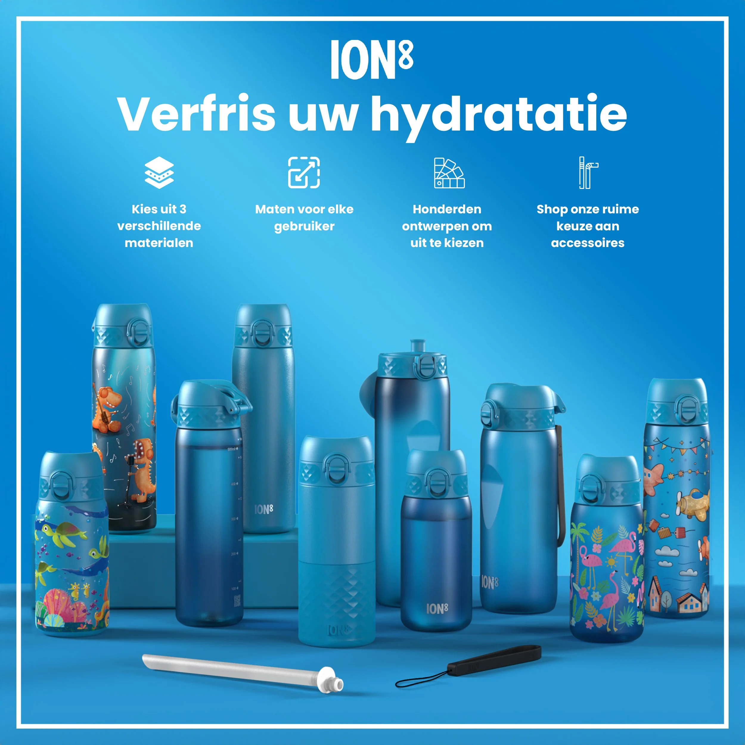 Isolierte Edelstahl-Trinkflasche, Blau, 320 ml - Image 7
