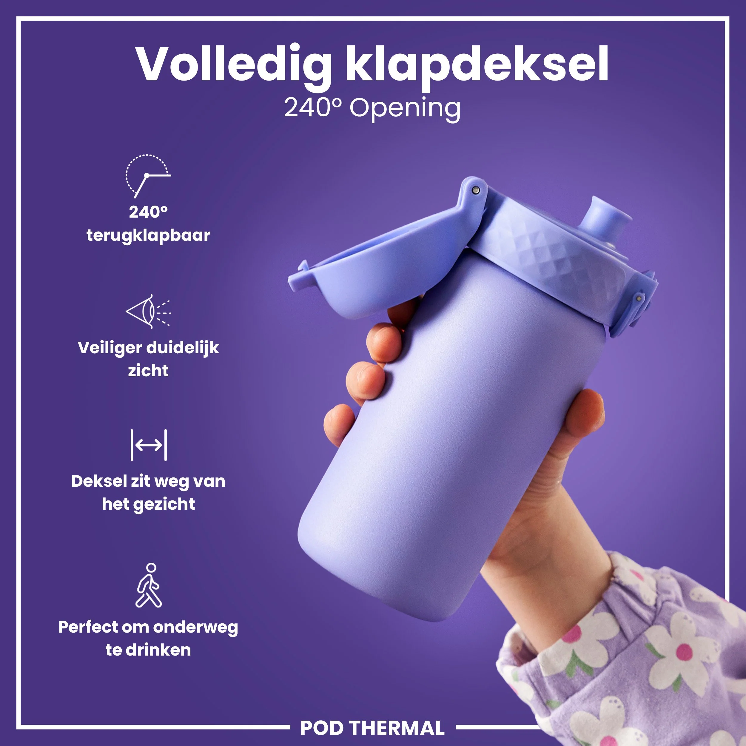 Isolierte Edelstahl-Trinkflasche, Helllila, 320 ml - Image 4