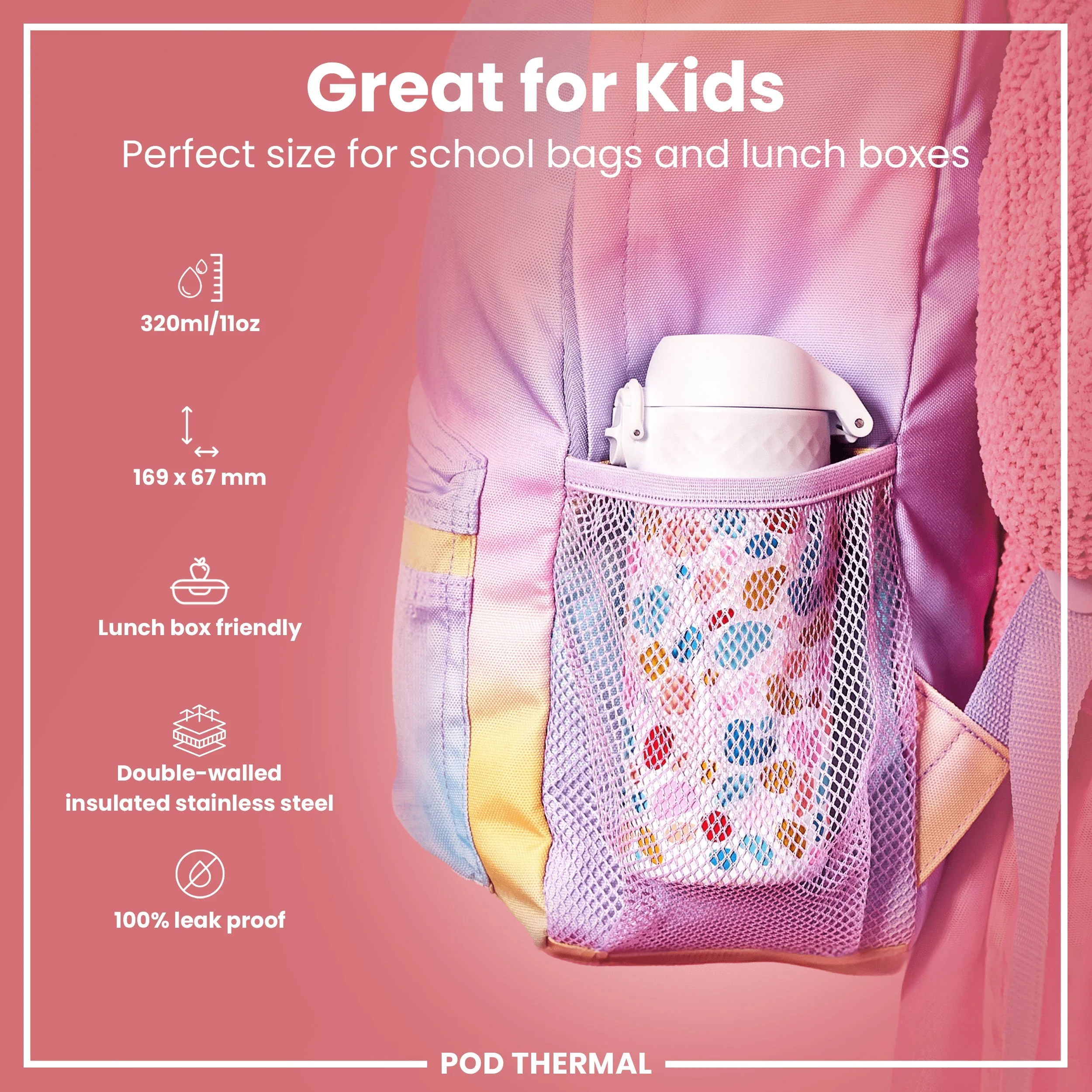 Isolierte Edelstahl-Trinkflasche, Splodge, 320 ml - Image 2
