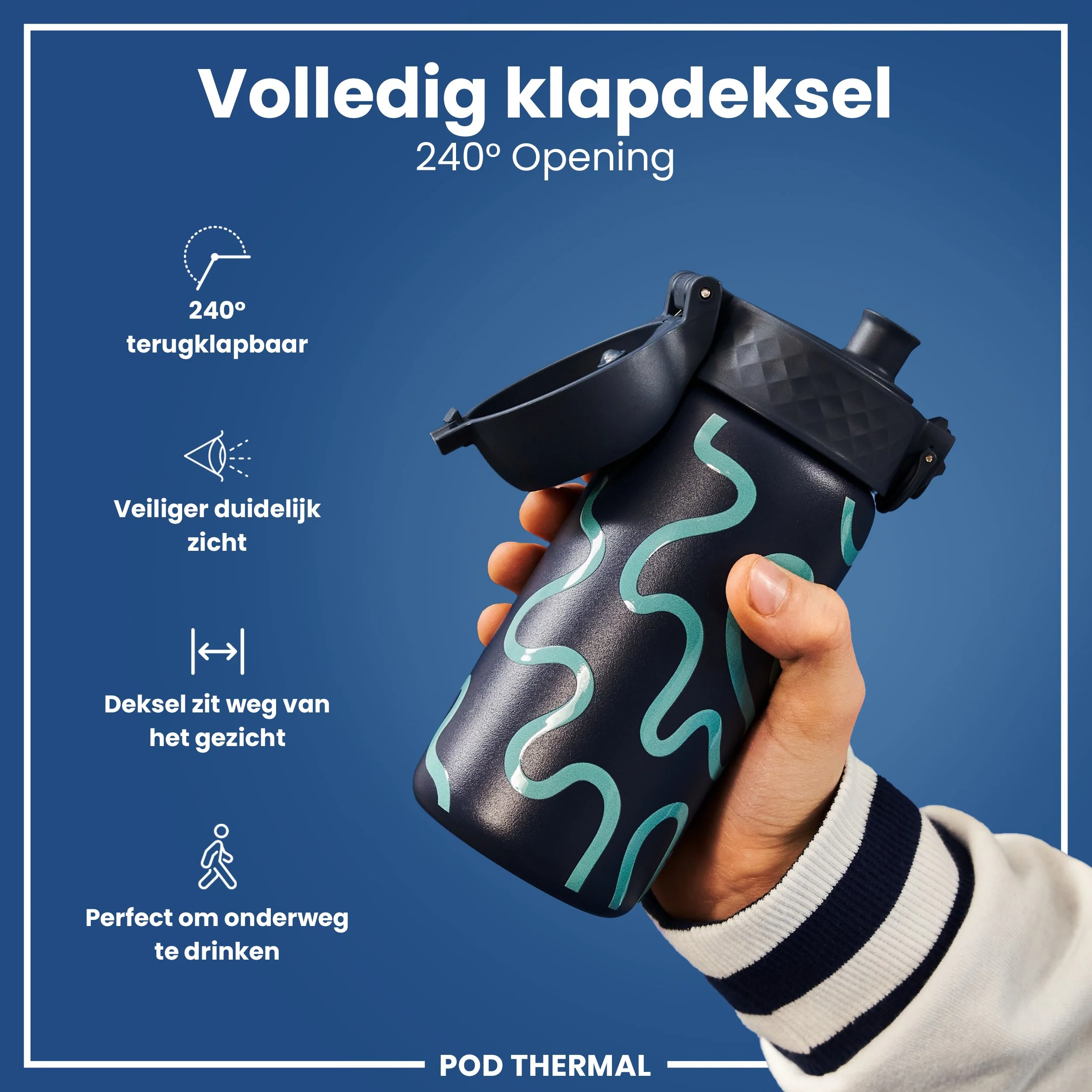 Isolierte Edelstahl-Trinkflasche, Squiggly Line, 320 ml - Image 4