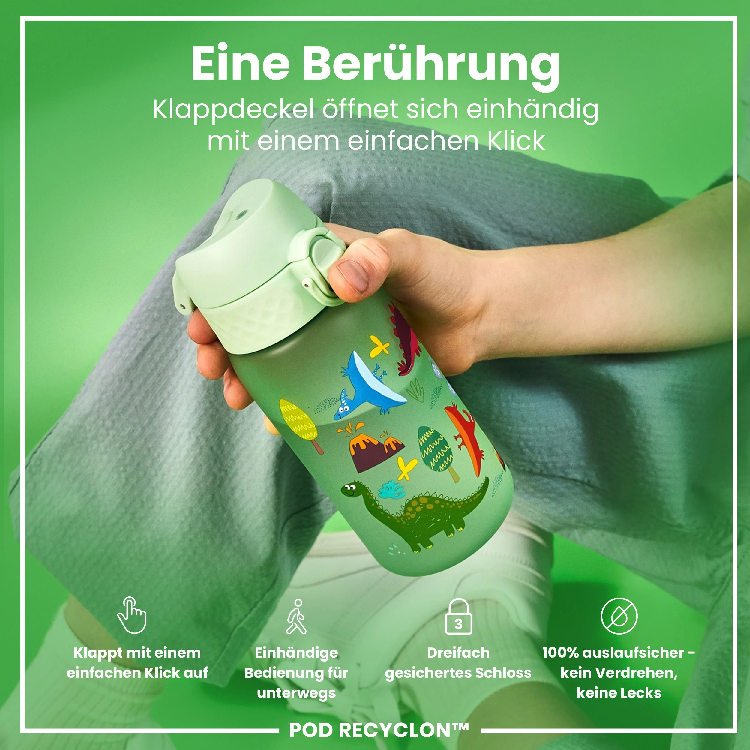 Recyclon Trinkflasche, Design „Dinosaurier“, 350 ml - Image 3