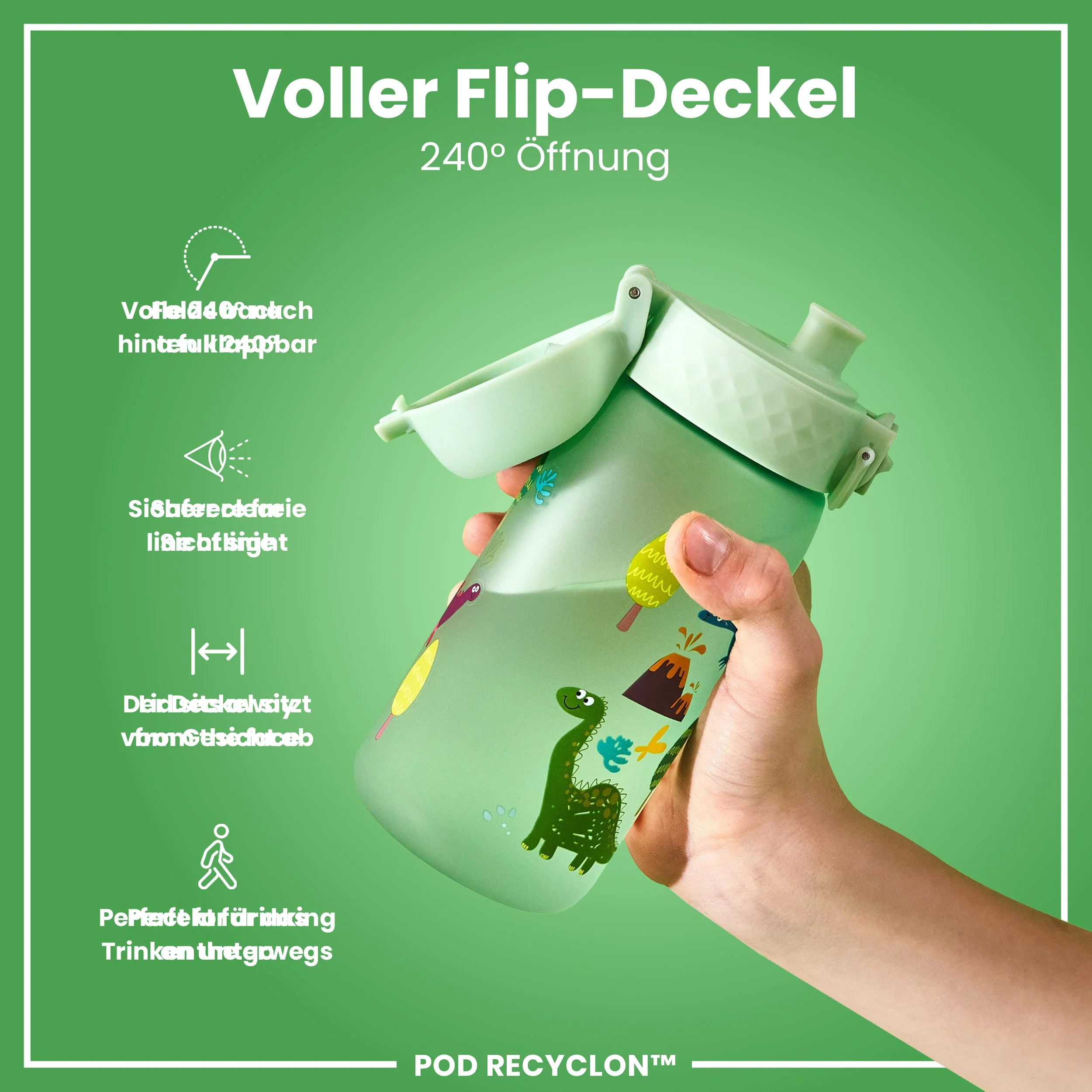 Recyclon Trinkflasche, Design „Dinosaurier“, 350 ml - Image 4