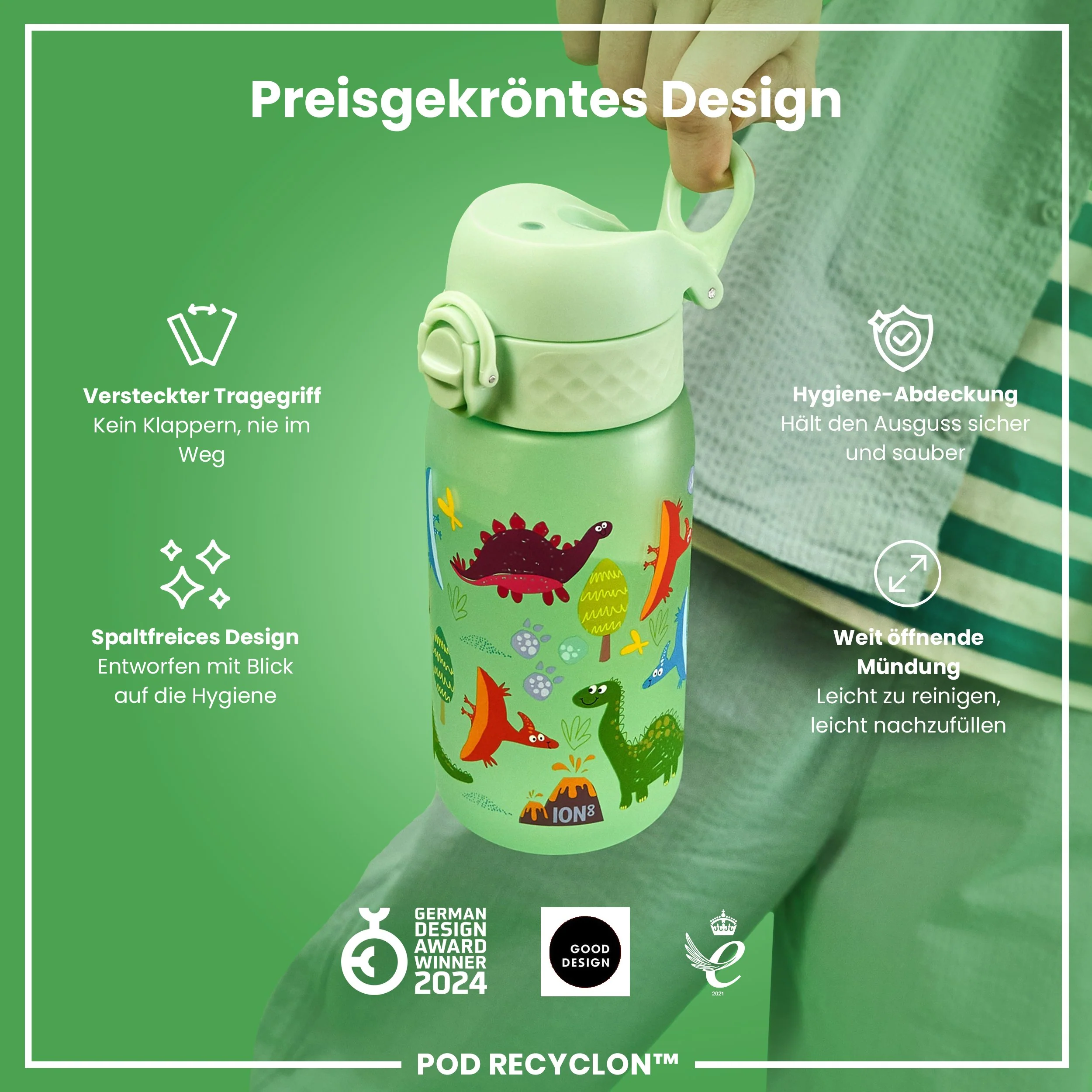Recyclon Trinkflasche, Design „Dinosaurier“, 350 ml - Image 6