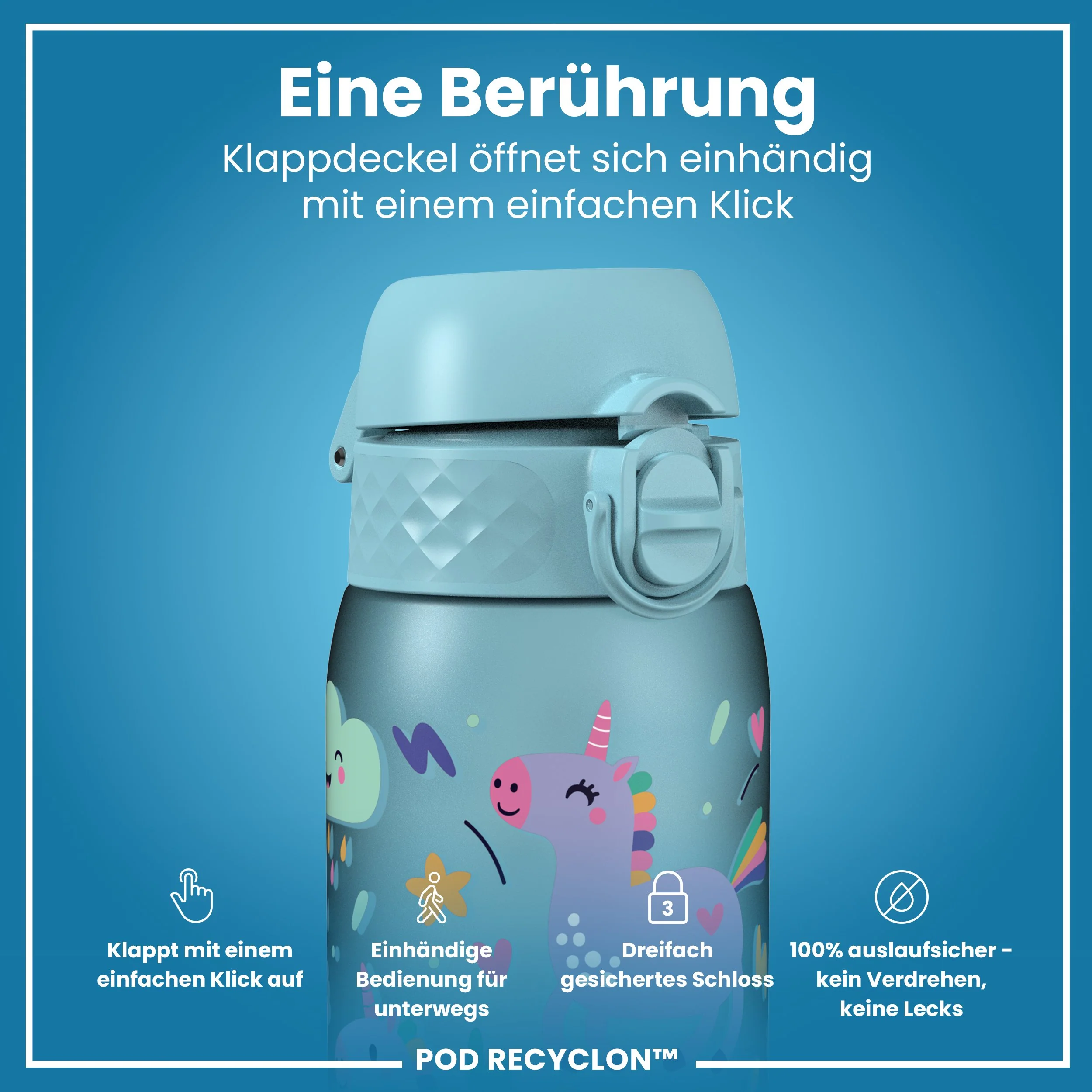 Recyclon Trinkflasche, Blaue Einhorn, 350 ml - Image 3