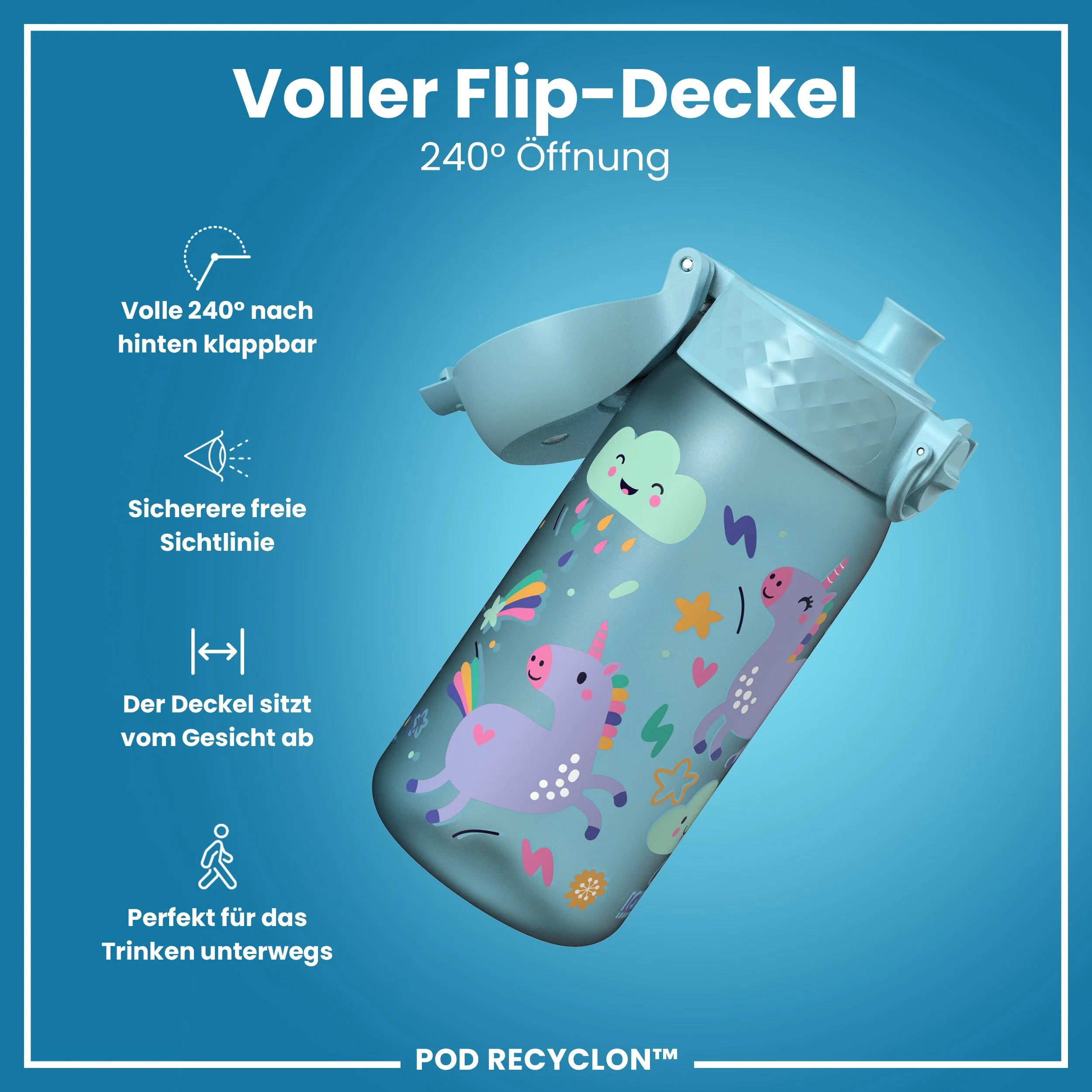 Recyclon Trinkflasche, Blaue Einhorn, 350 ml - Image 4