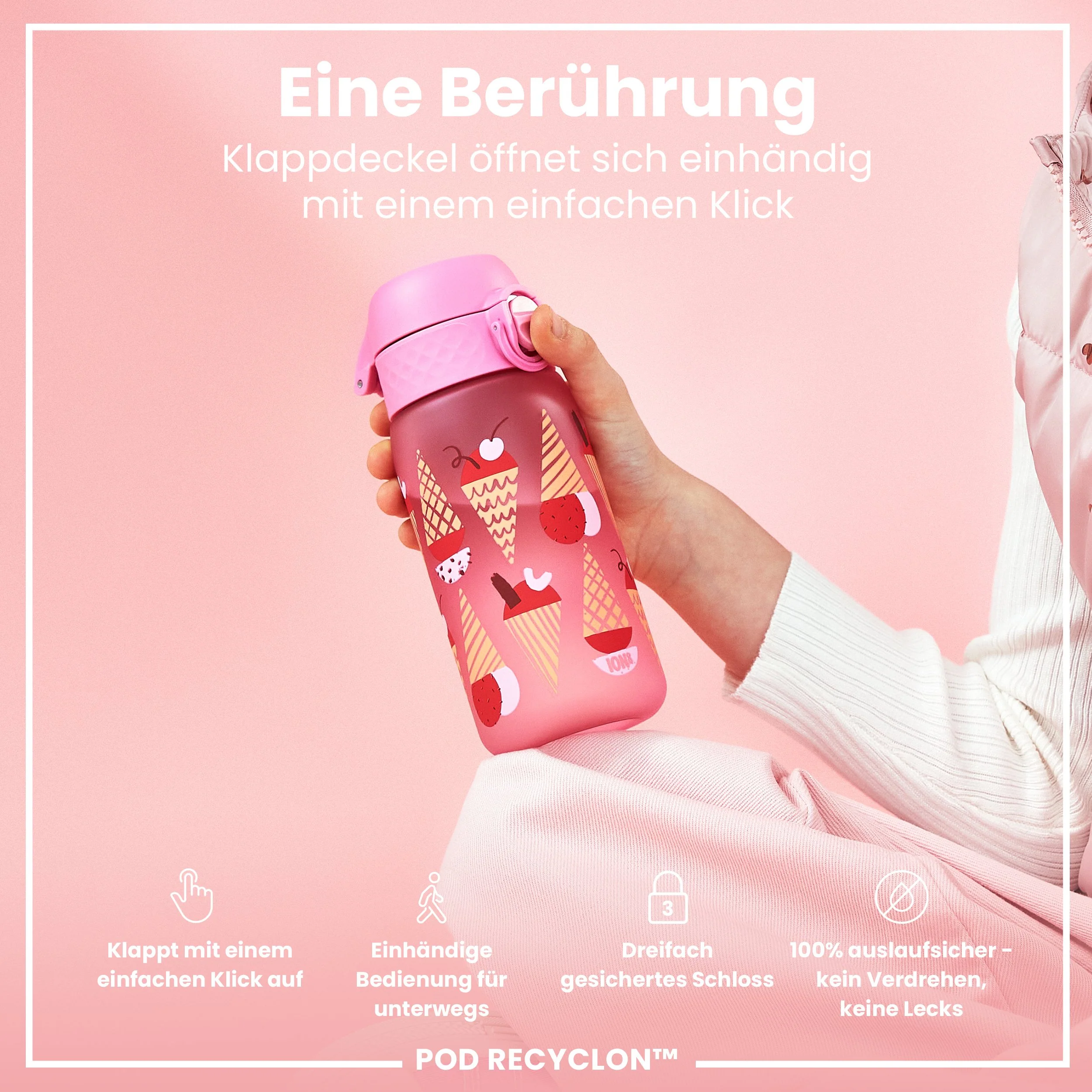 Recyclon Trinkflasche, Eiscreme-Design, 350 ml - Image 3