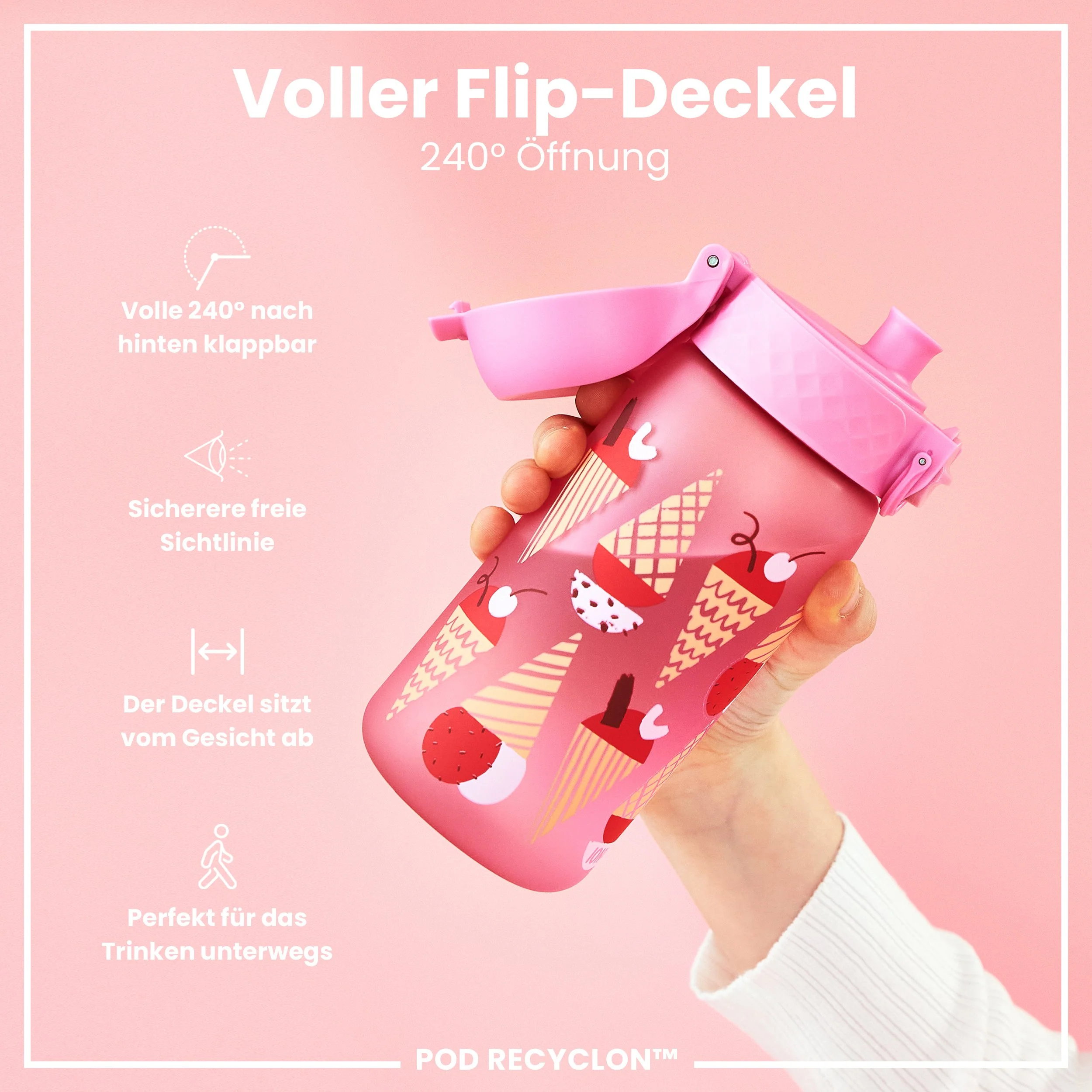 Recyclon Trinkflasche, Eiscreme-Design, 350 ml - Image 4