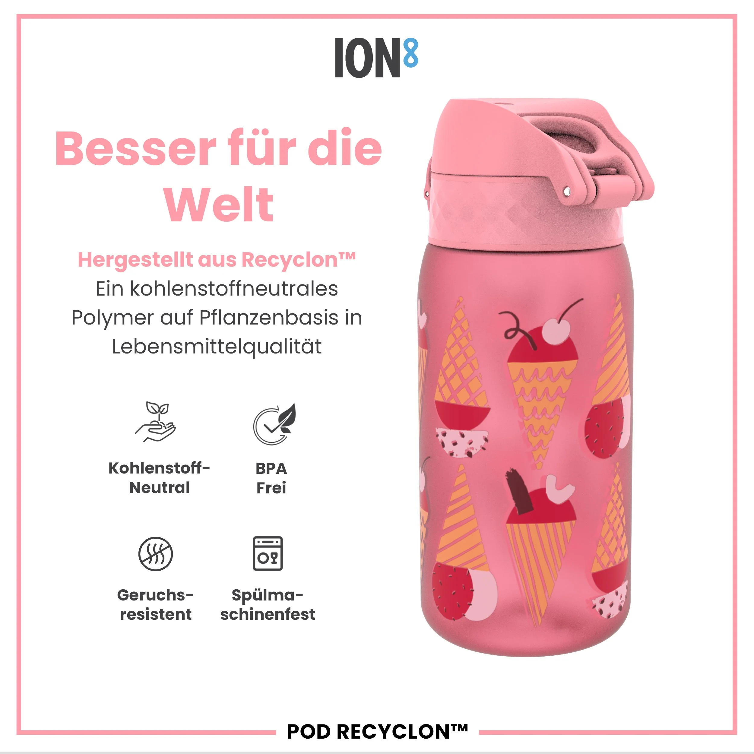 Recyclon Trinkflasche, Eiscreme-Design, 350 ml - Image 5