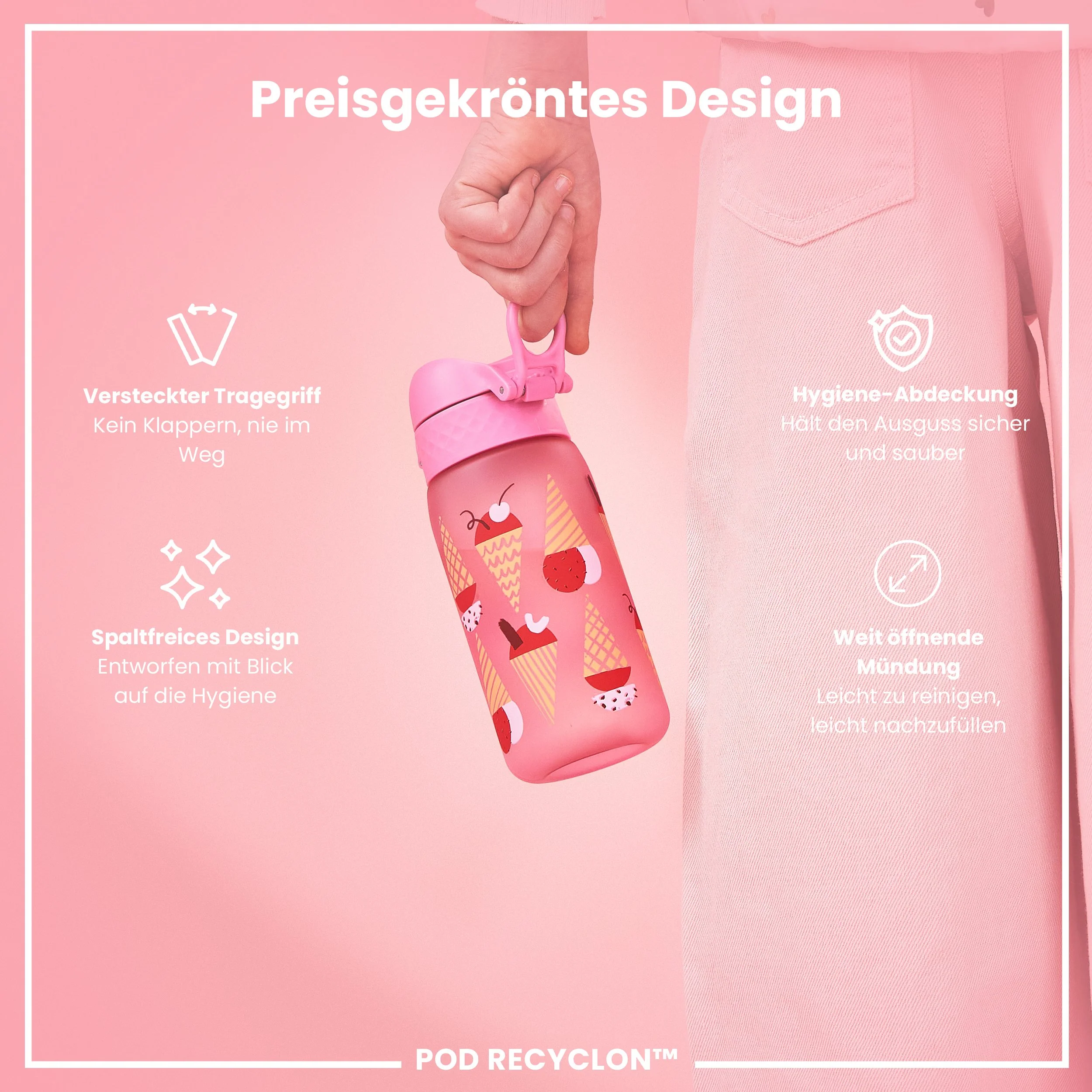 Recyclon Trinkflasche, Eiscreme-Design, 350 ml - Image 6
