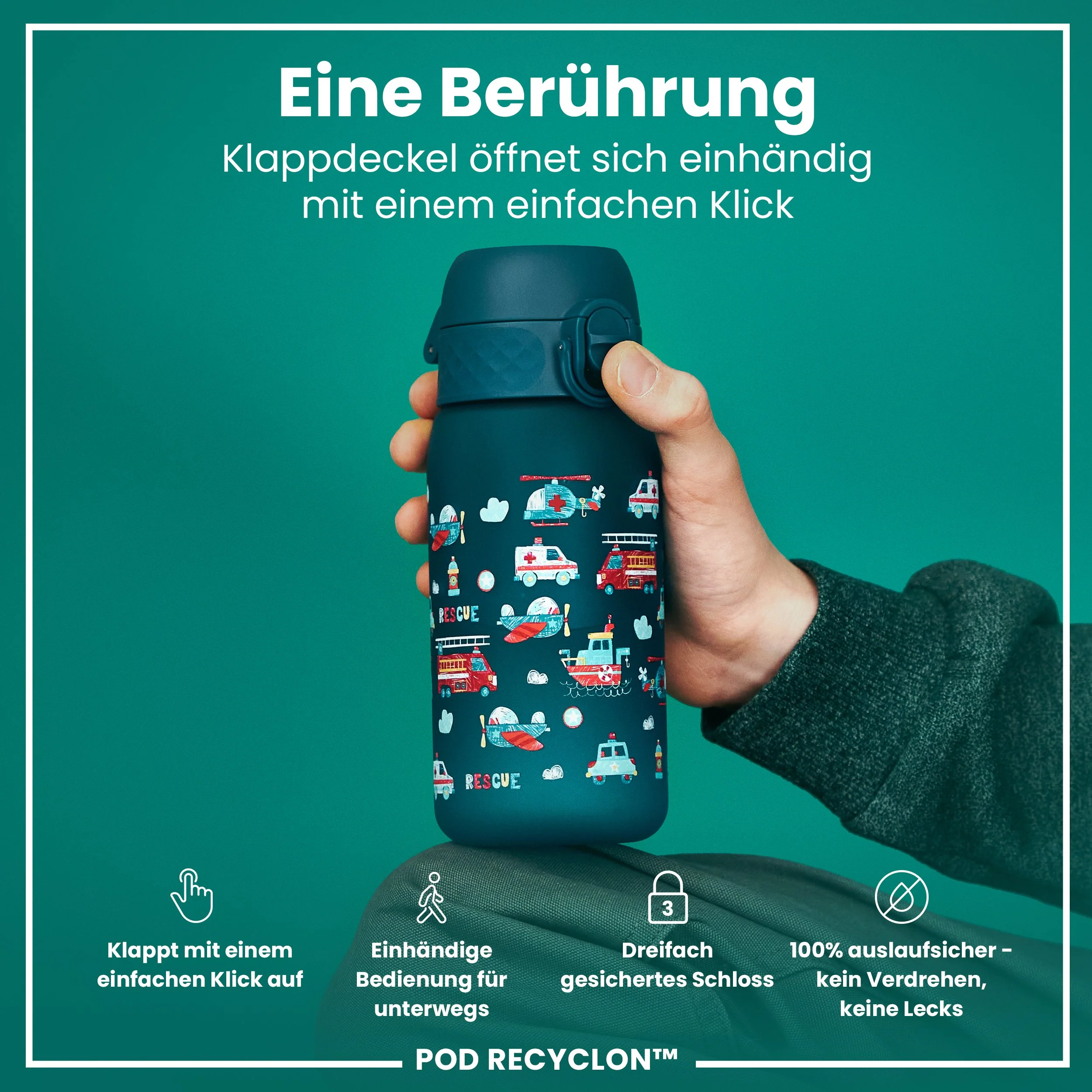 Recyclon Trinkflasche, Einsatzfahrzeuge, 350 ml - Image 3
