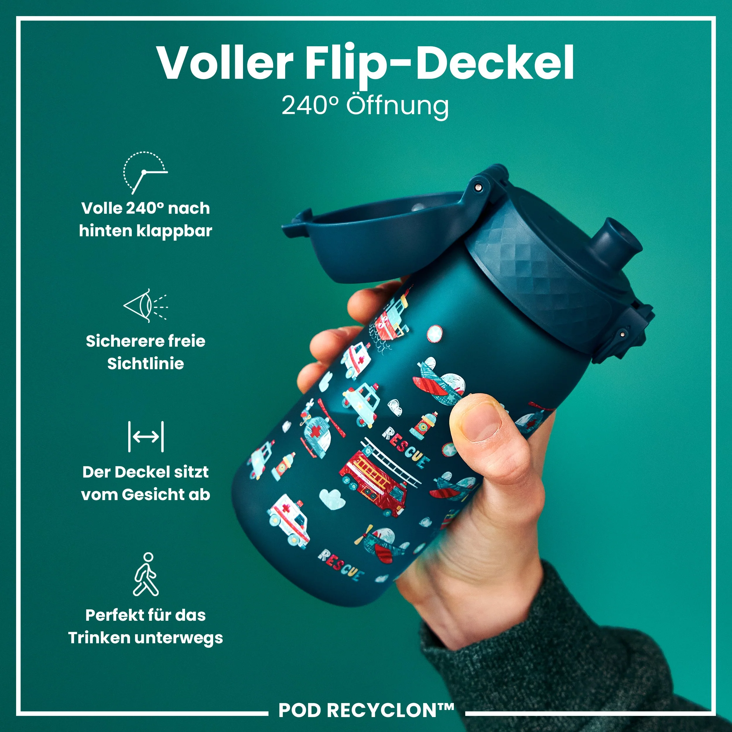 Recyclon Trinkflasche, Einsatzfahrzeuge, 350 ml - Image 4