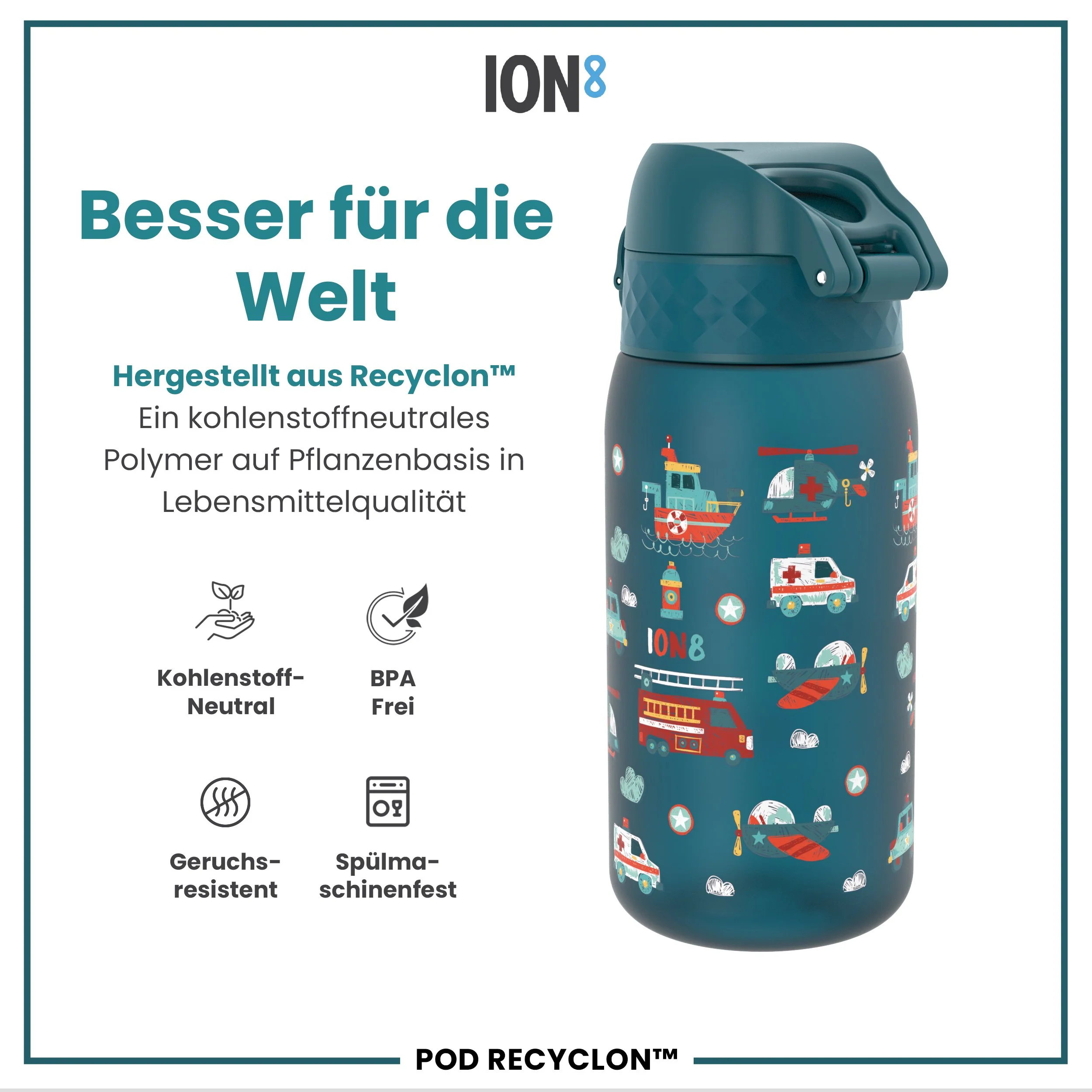 Recyclon Trinkflasche, Einsatzfahrzeuge, 350 ml - Image 5