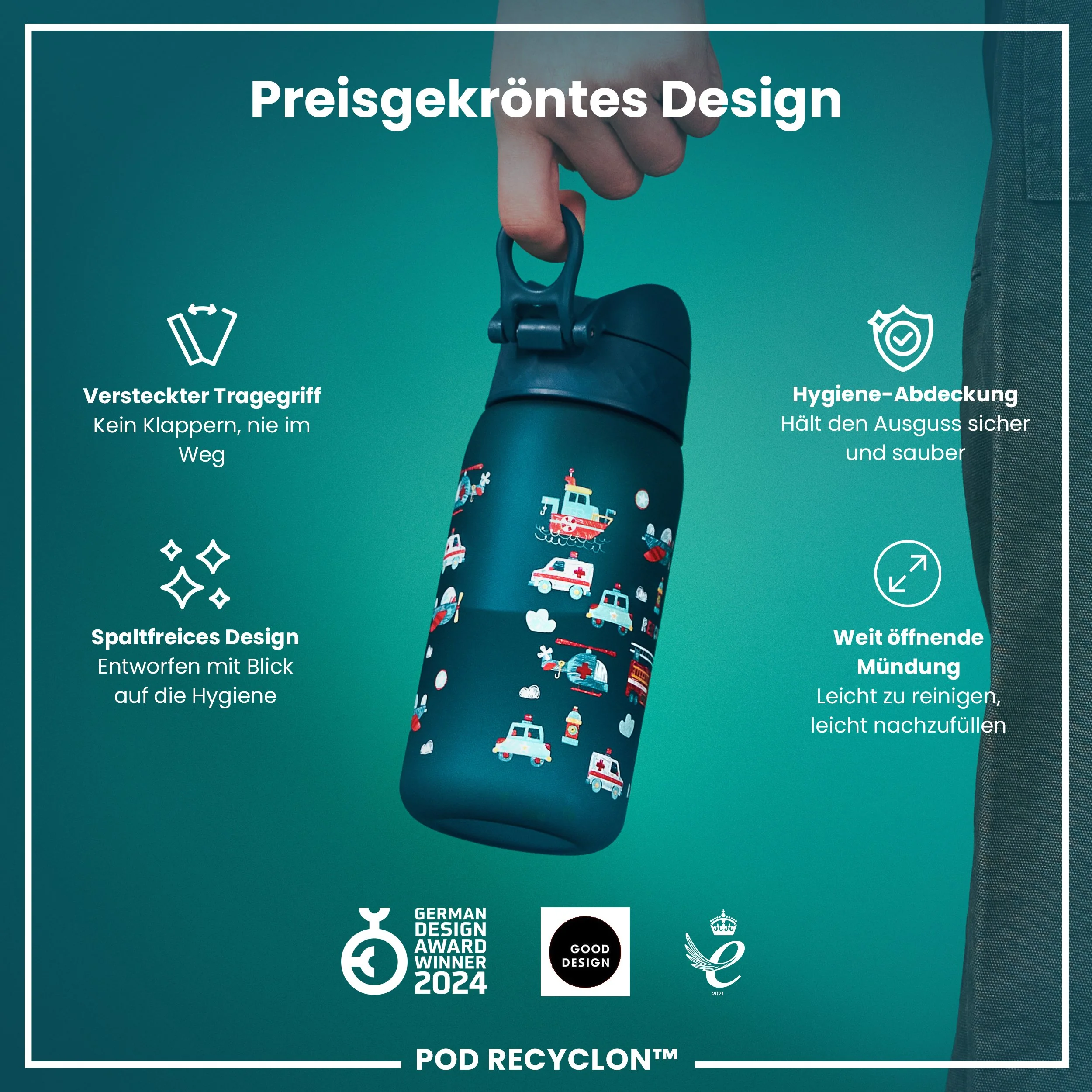 Recyclon Trinkflasche, Einsatzfahrzeuge, 350 ml - Image 6