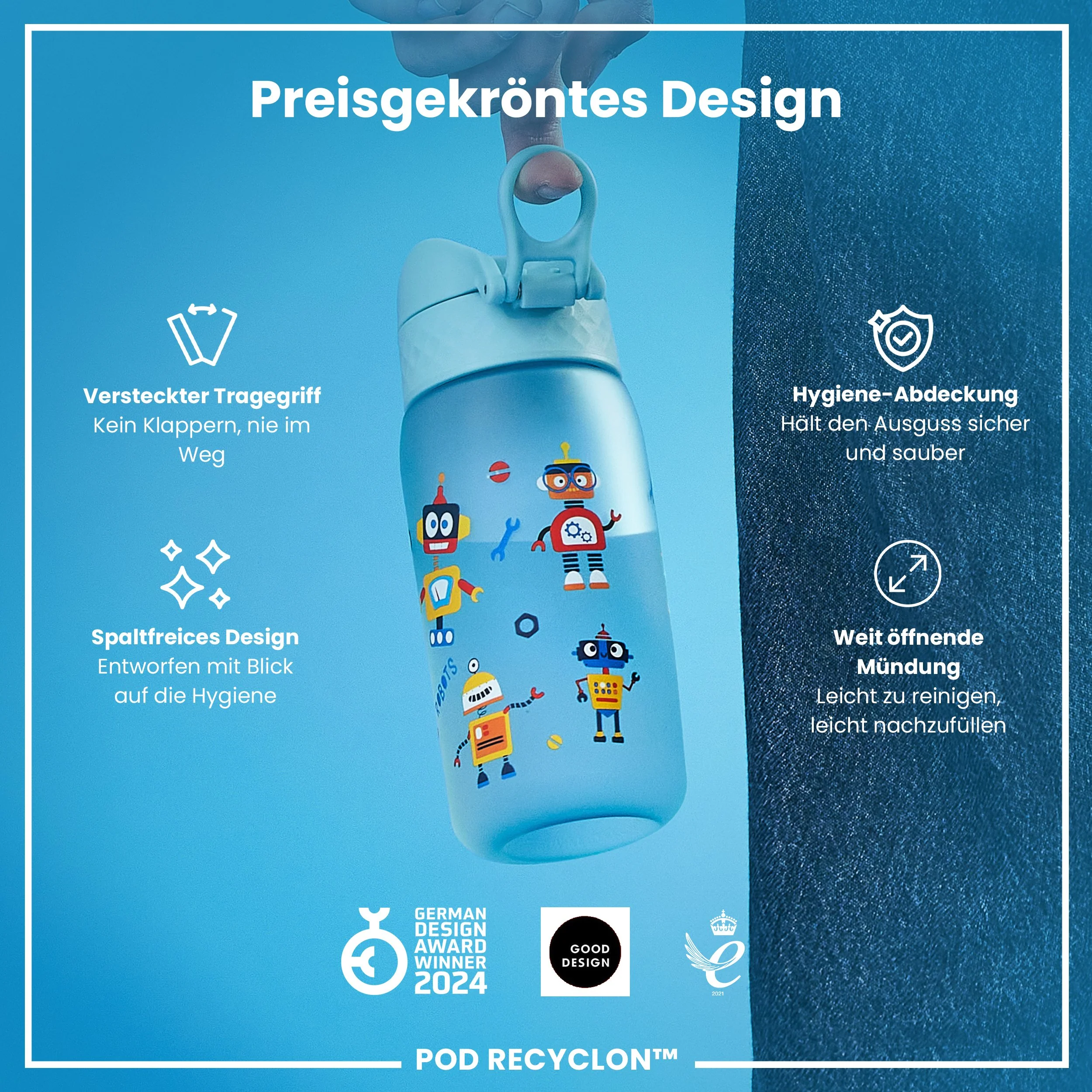 Recyclon Trinkflasche, Roboter, 350 ml - Image 6