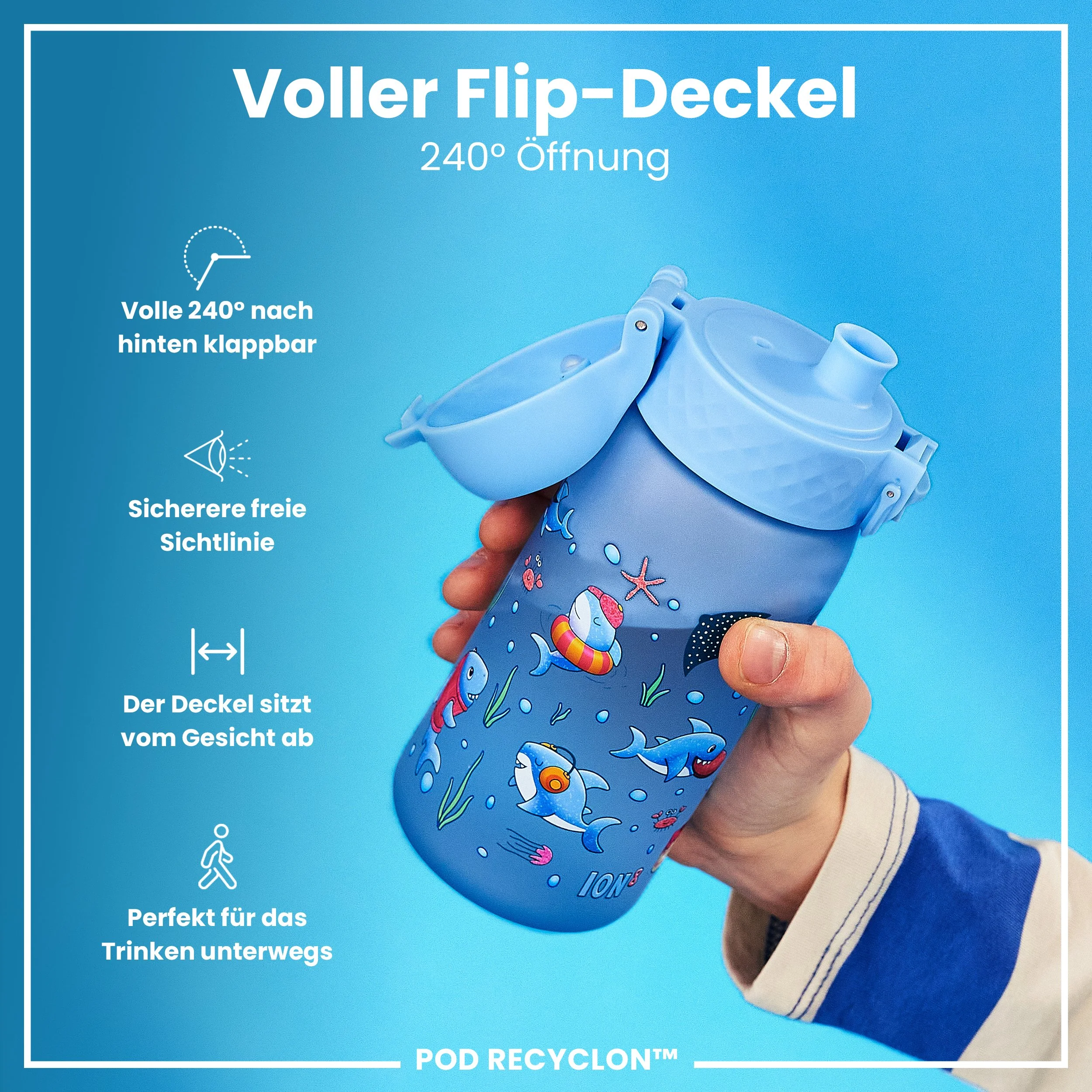 Recyclon Trinkflasche, Haie, 350 ml - Image 4