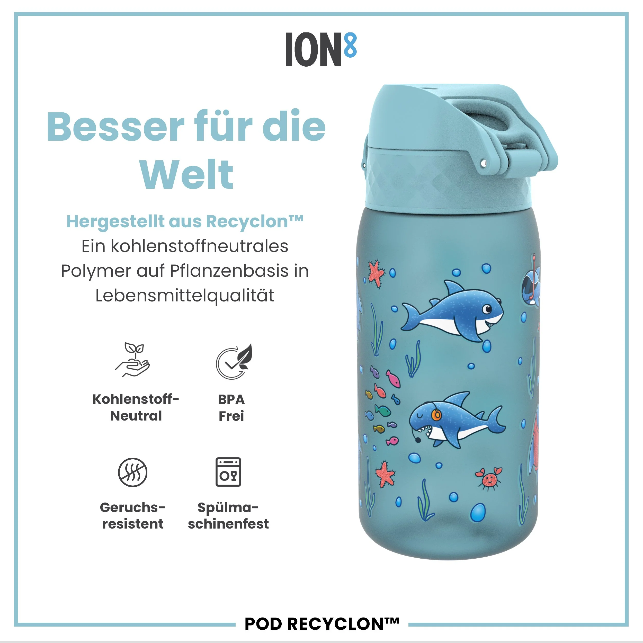 Recyclon Trinkflasche, Haie, 350 ml - Image 5
