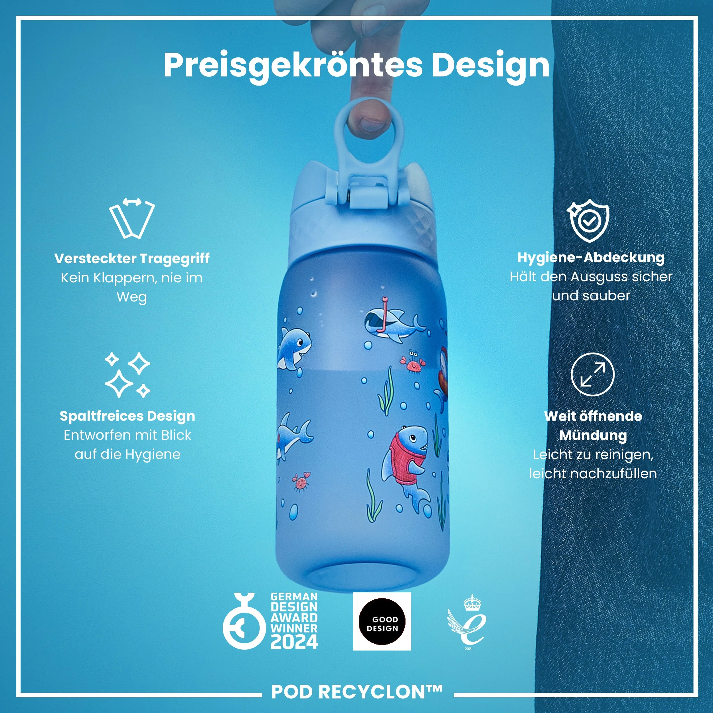 Recyclon Trinkflasche, Haie, 350 ml - Image 6