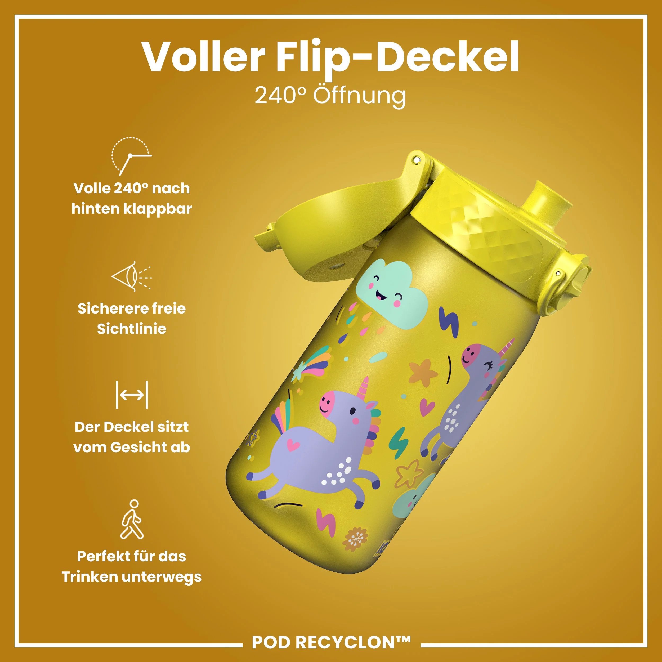 Recyclon Trinkflasche, Gelbe Einhorn, 350 ml - Image 4