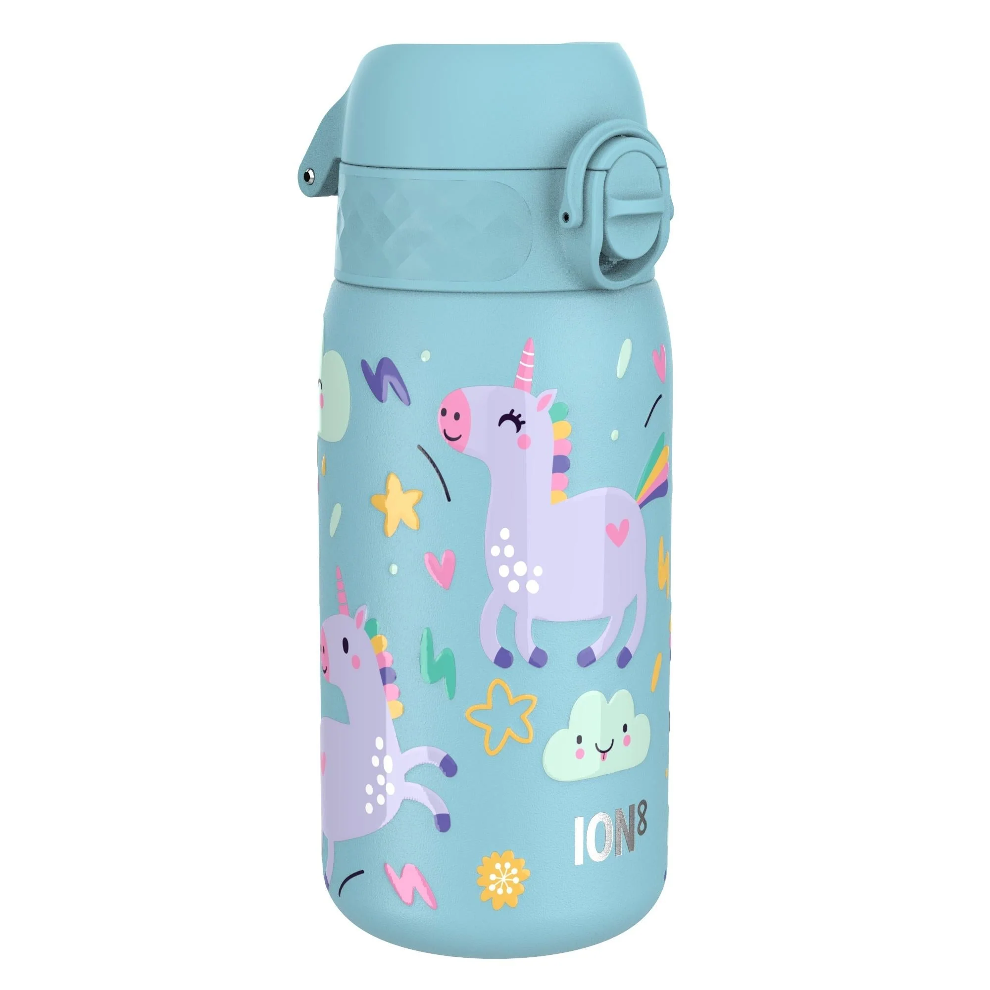 Leichte Edelstahl-Trinkflasche, blaue Einhörner, 400 ml