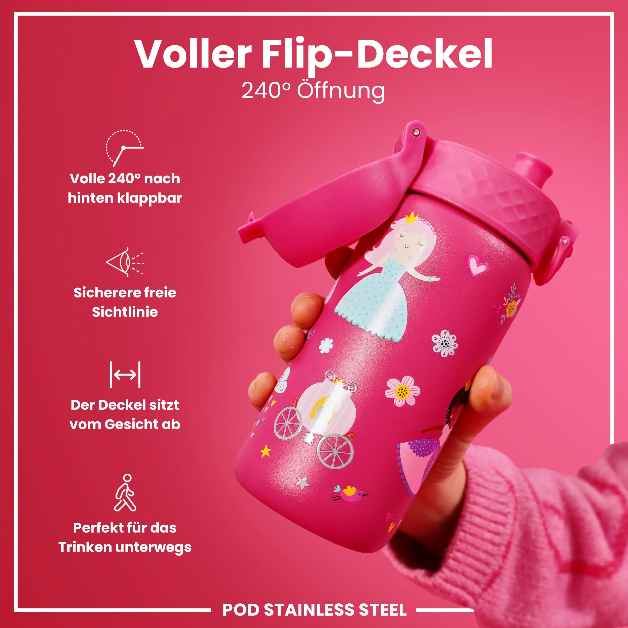 Leichte Edelstahl-Trinkflasche, Prinzessinâ 400 ml - Image 4