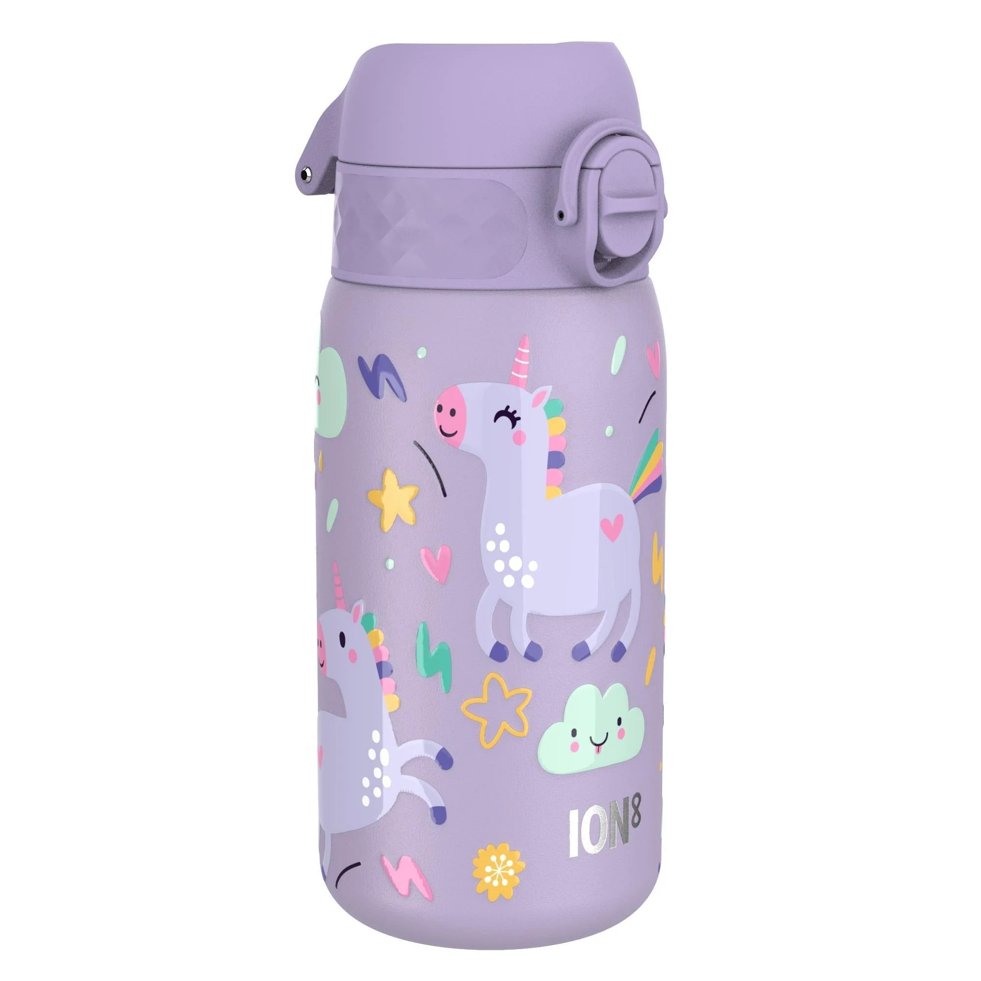 Leichte Edelstahl-Trinkflasche, violette Einhörner, 400 ml