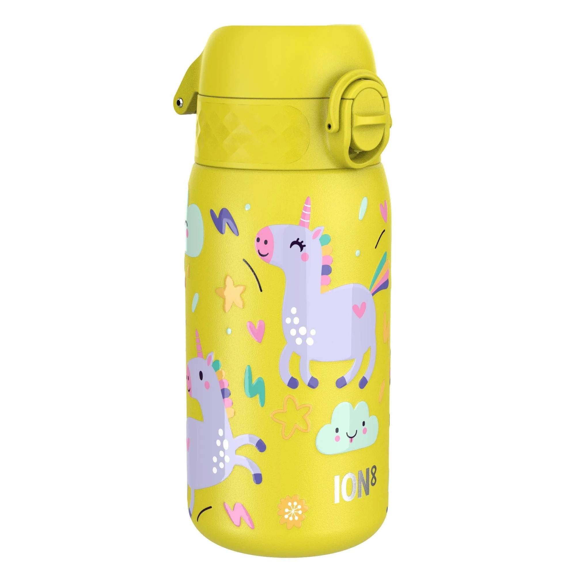 Leichte Edelstahl-Trinkflasche, gelbe Einhörner, 400 ml