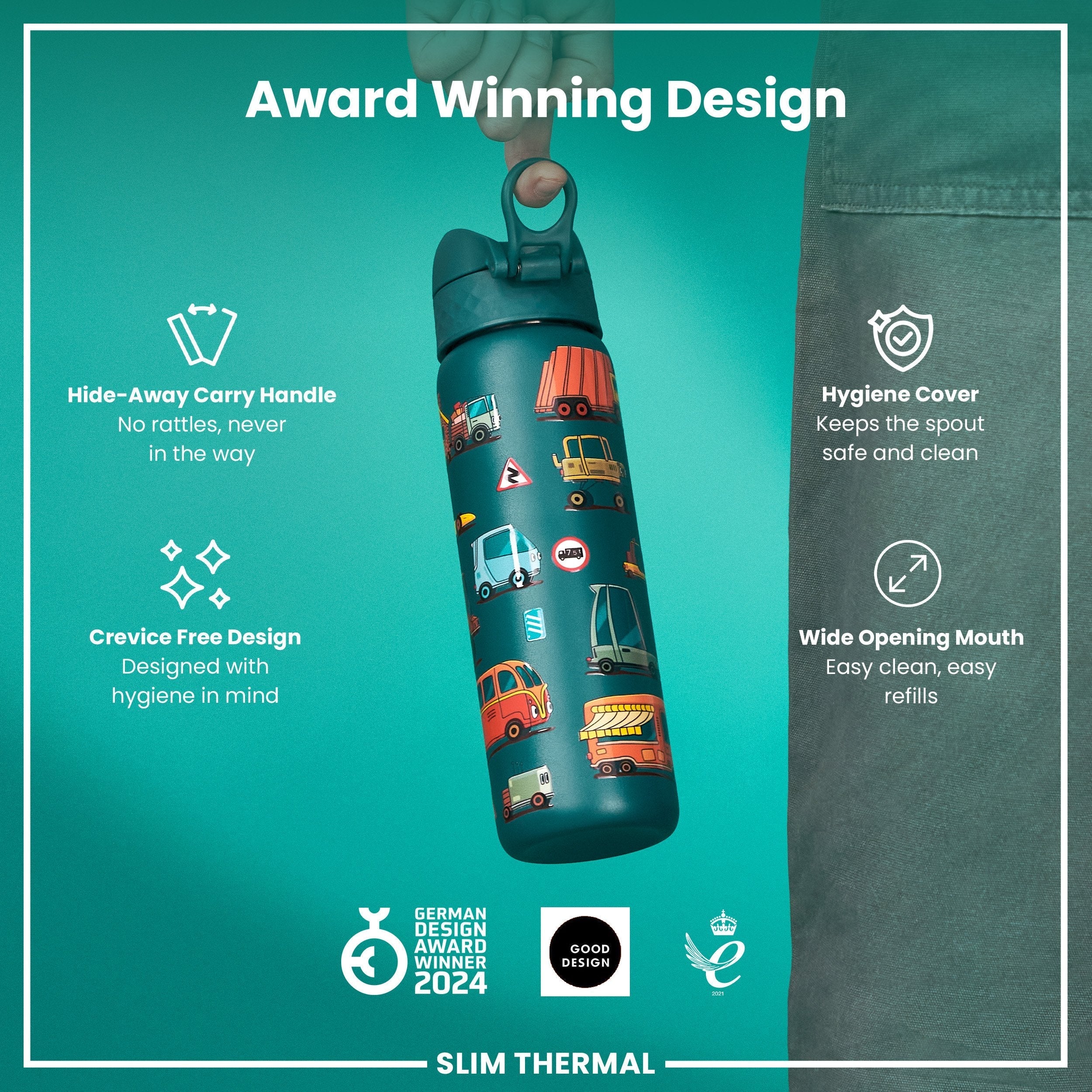 Isolierte Edelstahl-Trinkflasche, Automobile, 500 ml - Image 6