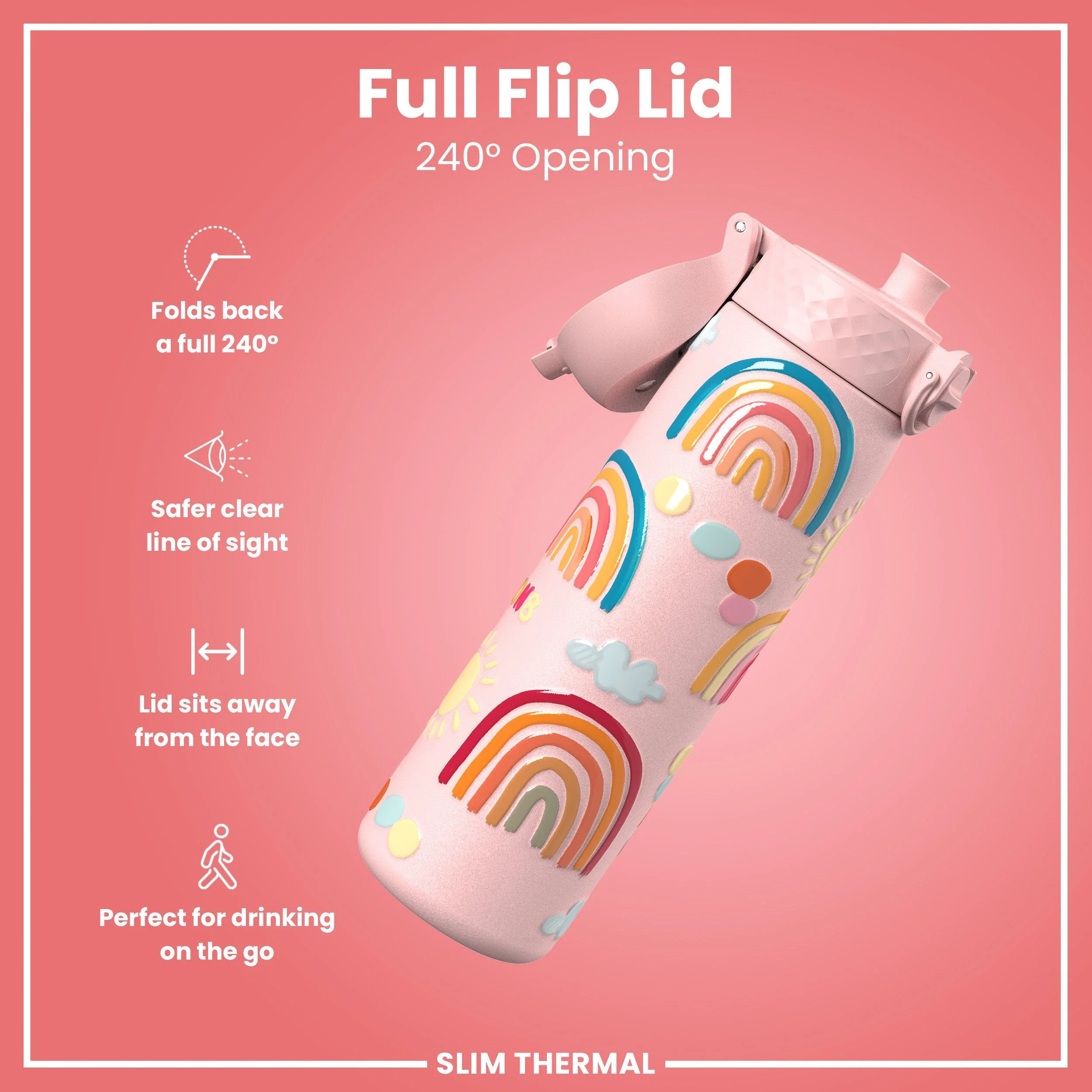 Isolierte Edelstahl-Trinkflasche, Regenbogen, 500 ml - Image 3