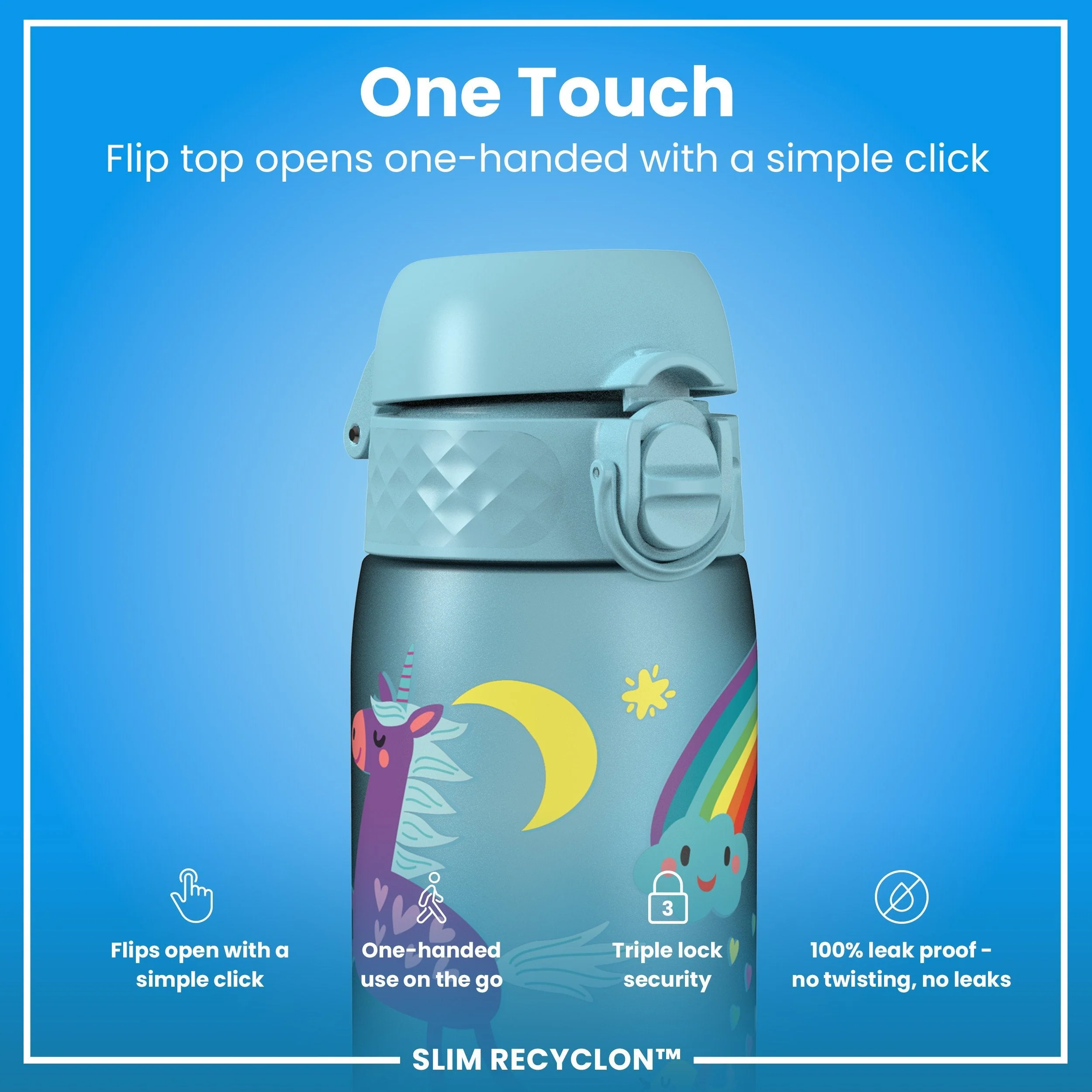 Recyclon Trinkflasche, Blaue Einhörner, 500 ml - Image 3