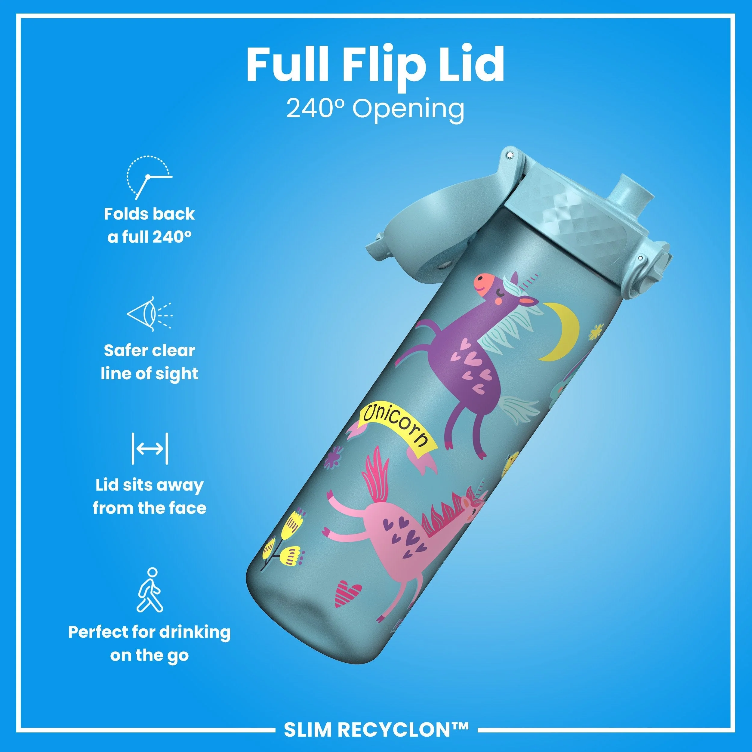 Recyclon Trinkflasche, Blaue Einhörner, 500 ml - Image 4