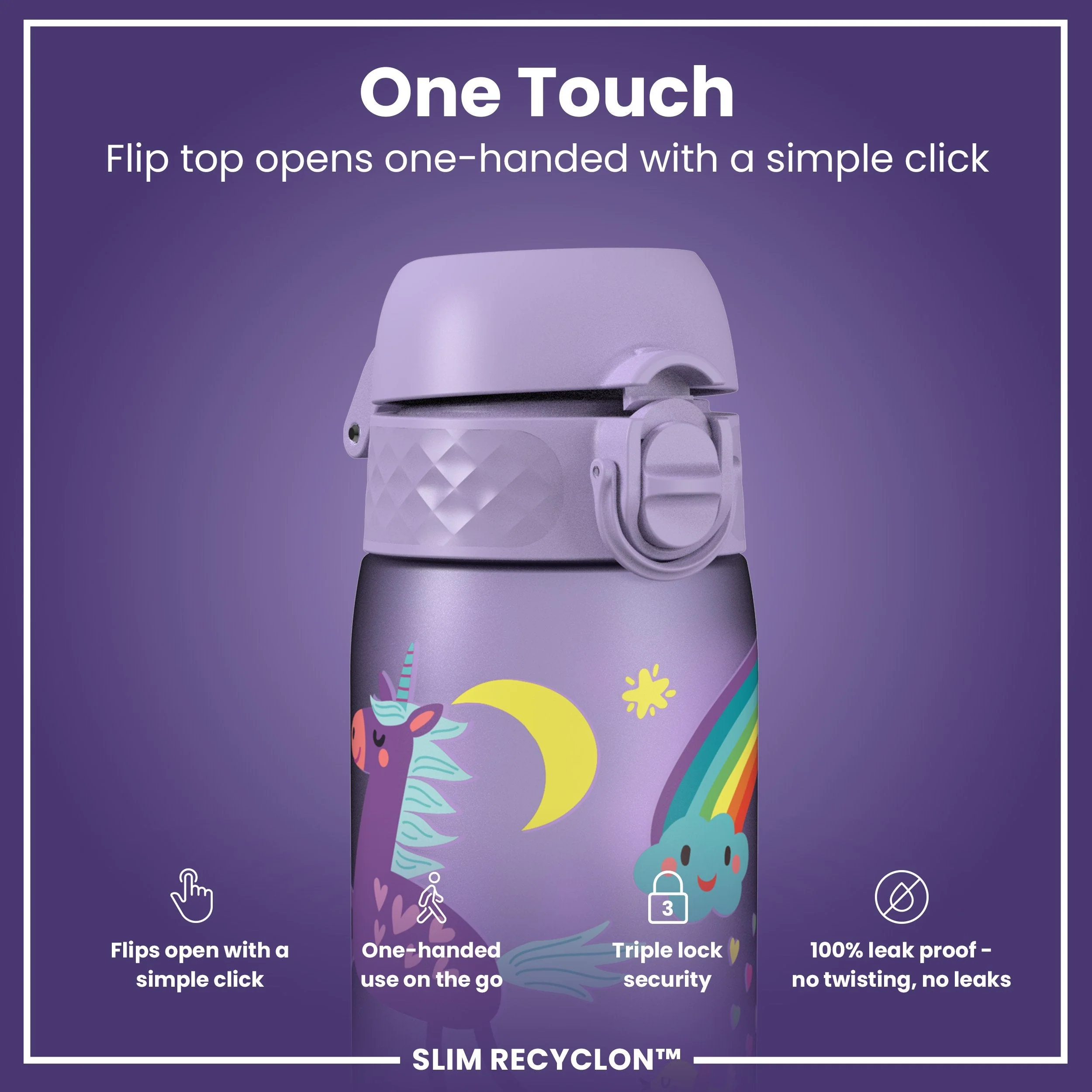 Recyclon Trinkflasche, Lila Einhörner, 500 ml - Image 3