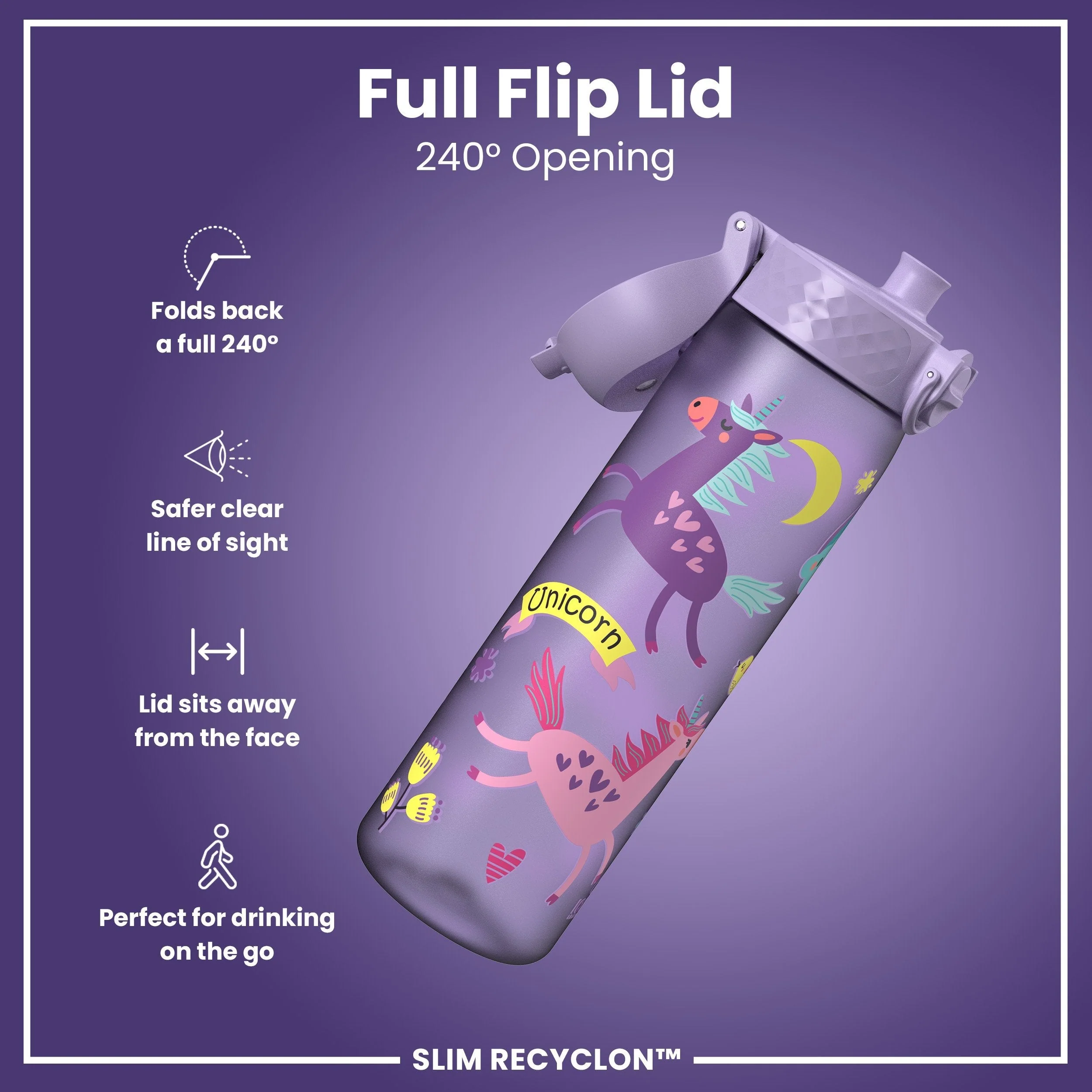 Recyclon Trinkflasche, Lila Einhörner, 500 ml - Image 4