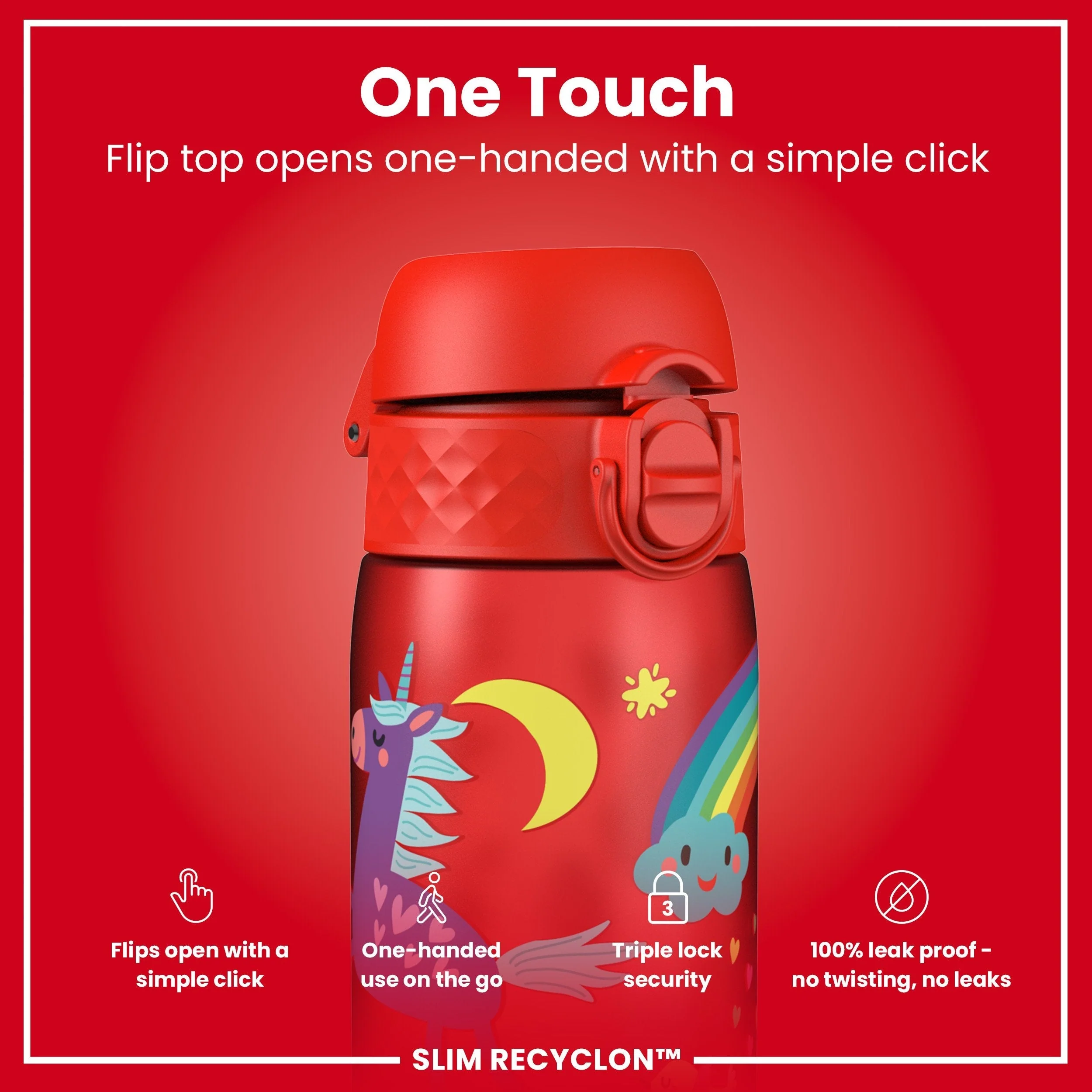Recyclon Trinkflasche, Rote Einhörner, 500 ml - Image 3
