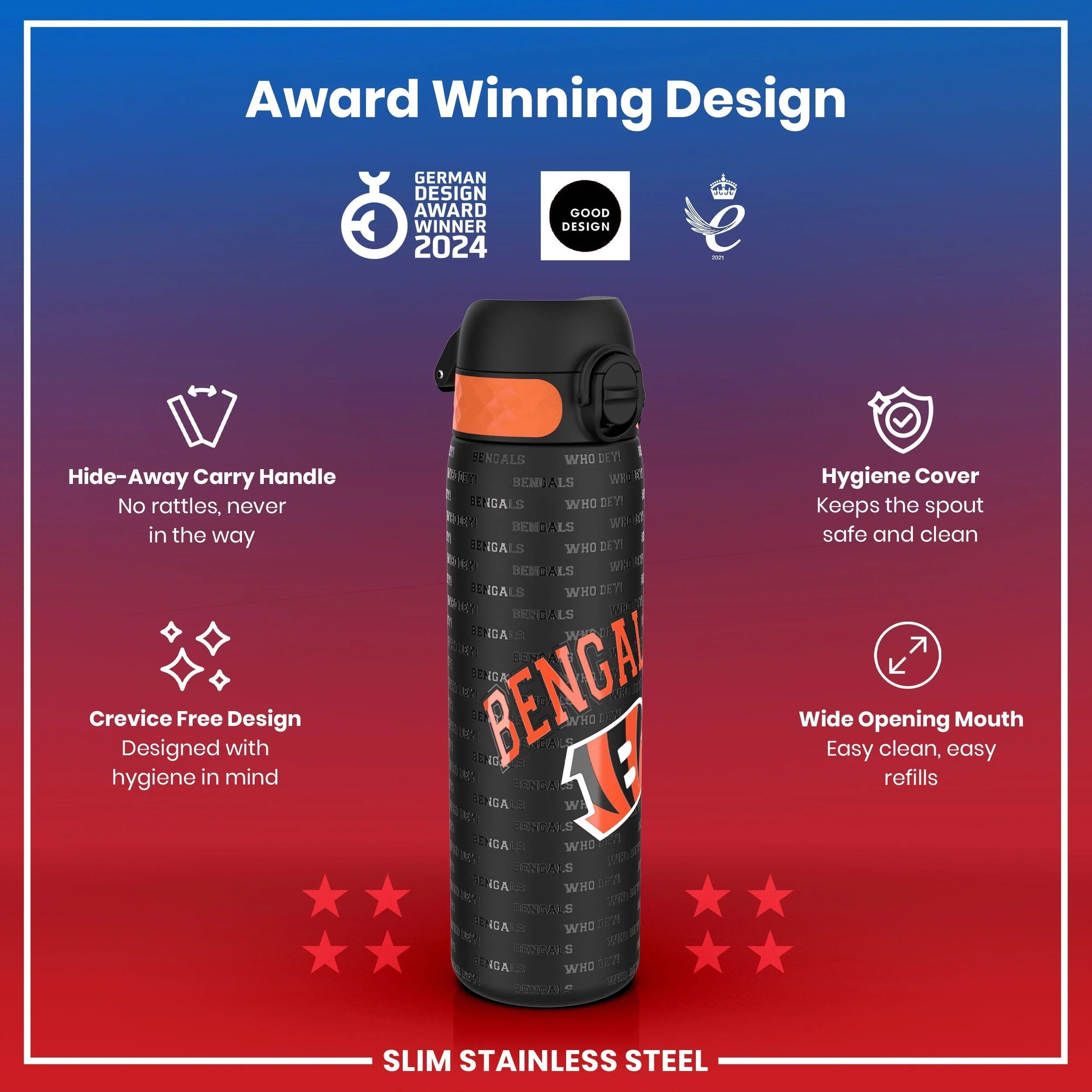 NFL x ION8, Leichte Edelstahl, Cincinnati Bengals, 600 ml - Image 6