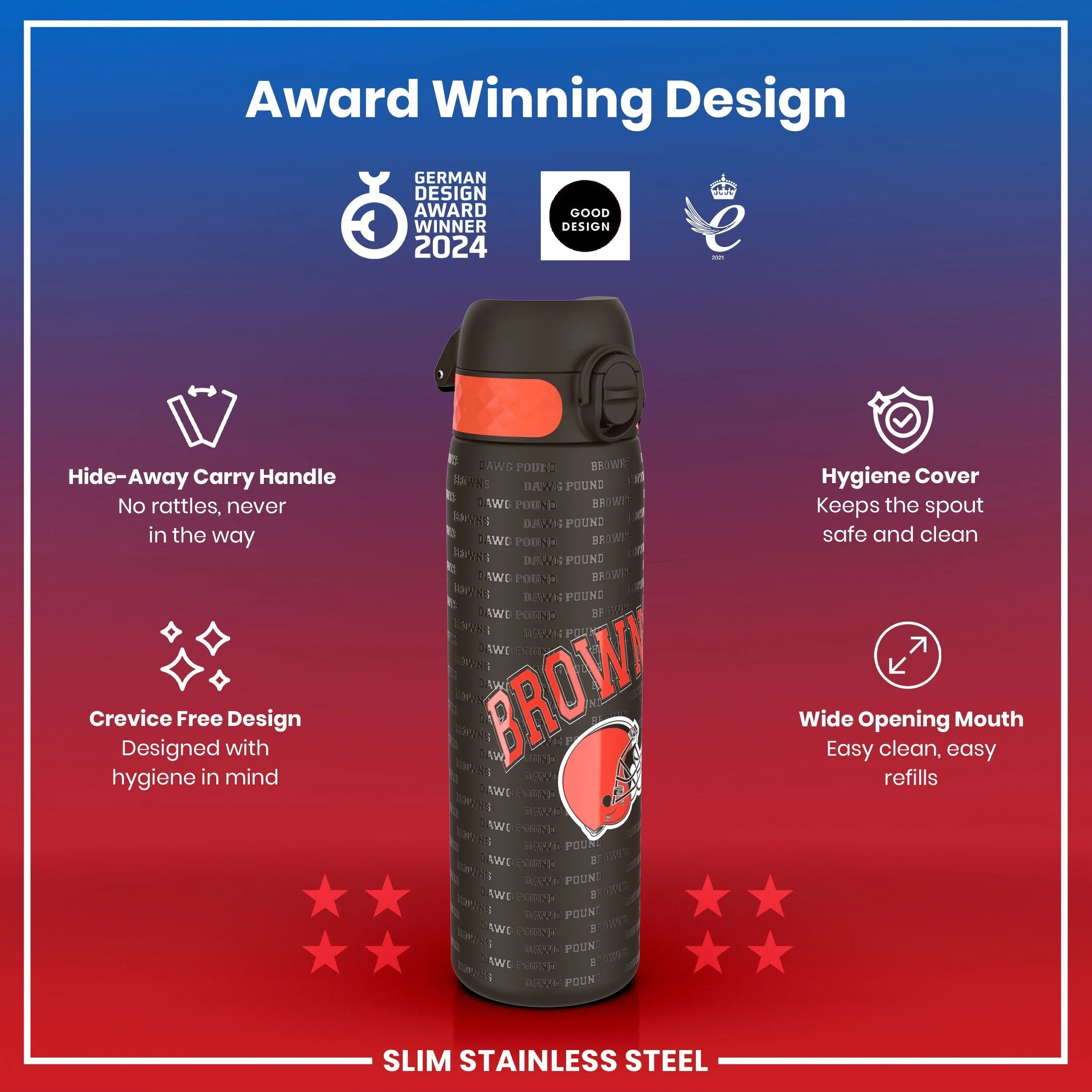 NFL x ION8, Leichte Edelstahl, Cleveland Browns, 600 ml - Image 6
